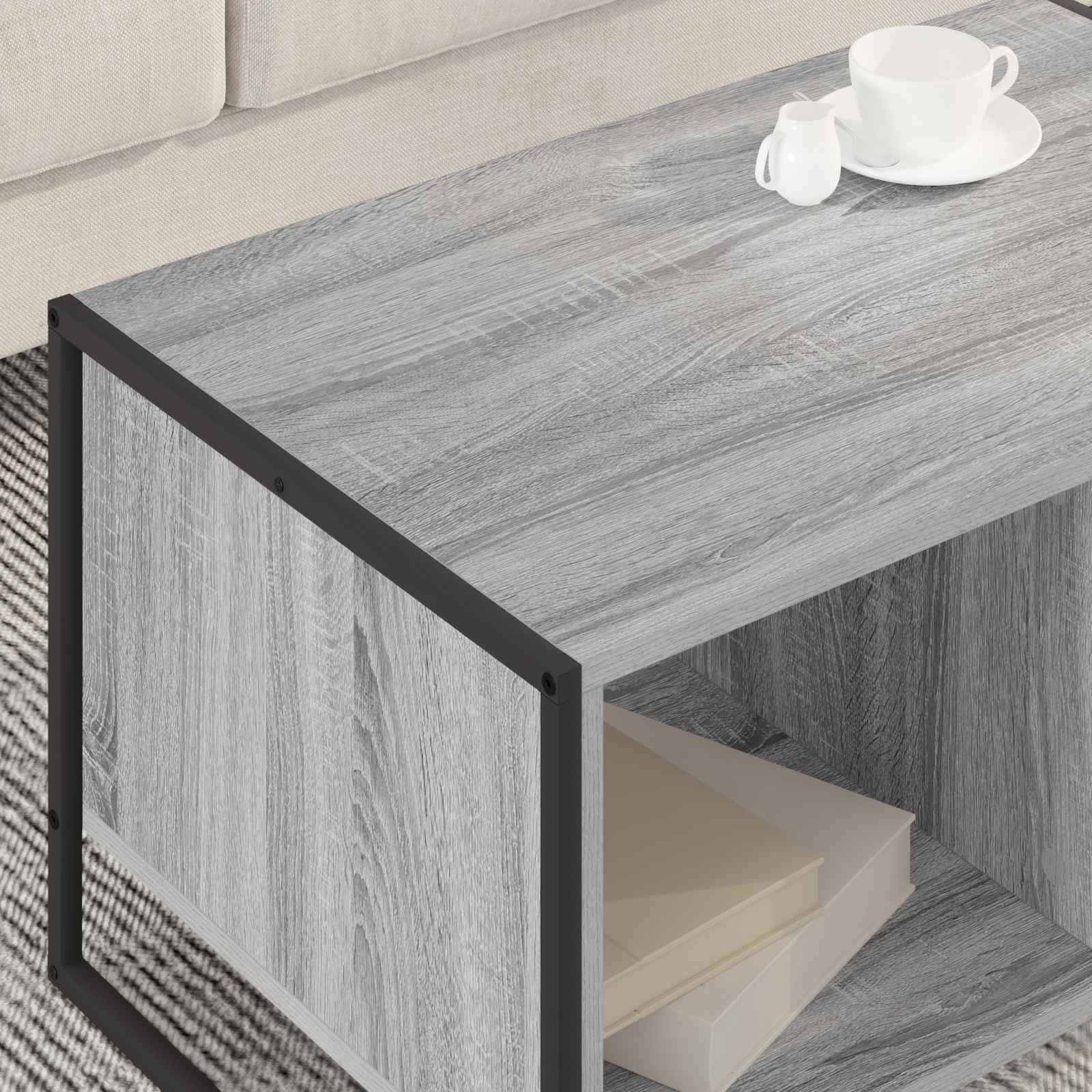 Salontafel Grijs Sonoma 80 x 50 x 40 cm Bewerkt hout is nu te koop bij PeponiXL, paradijselijk wonen!