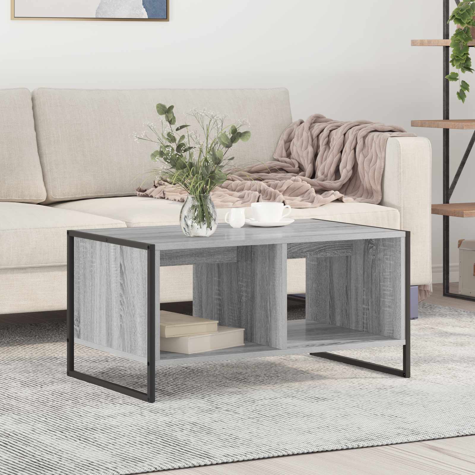 Salontafel Grijs Sonoma 80 x 50 x 40 cm Bewerkt hout is nu te koop bij PeponiXL, paradijselijk wonen!