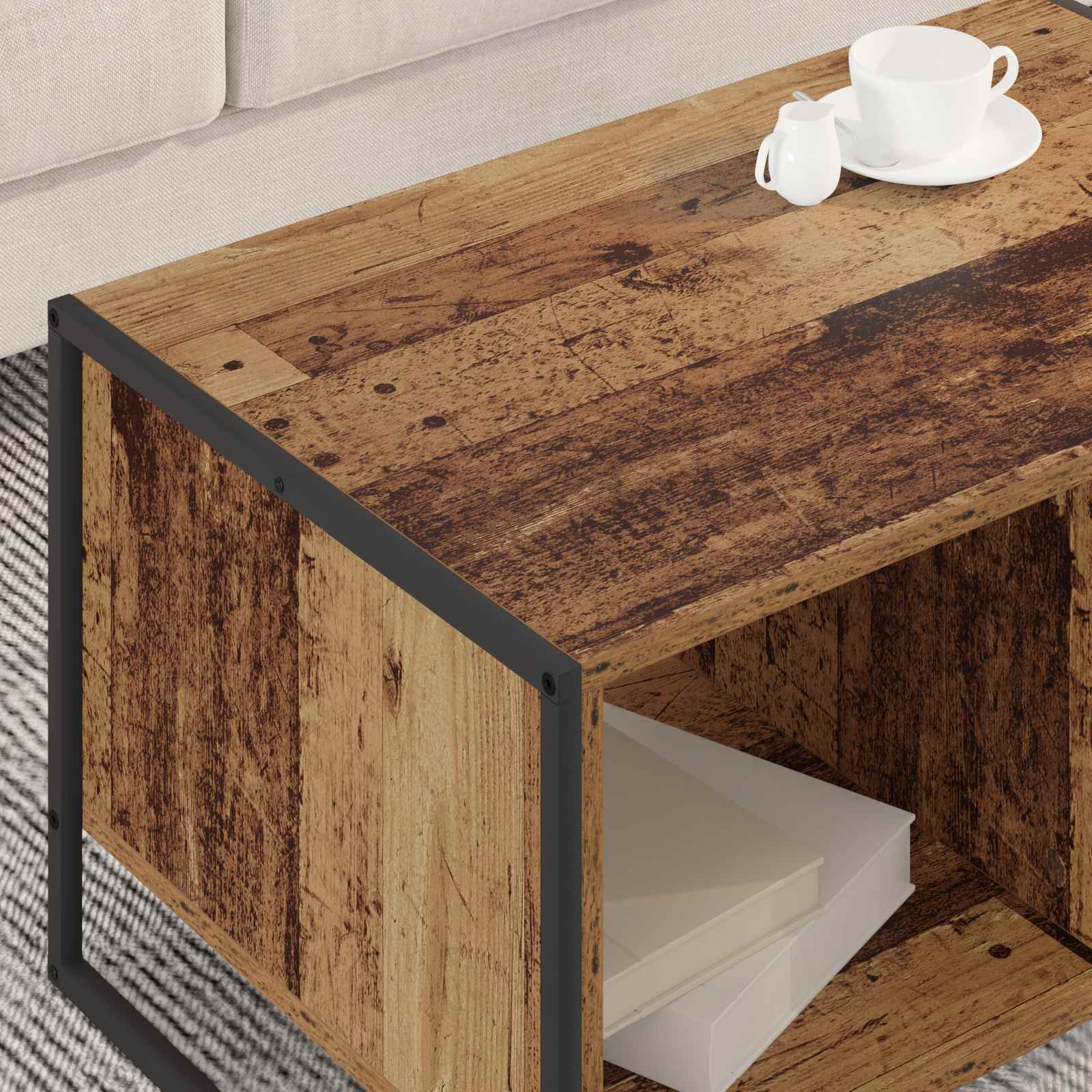 Salontafel Oud Hout 80 x 50 x 40 cm Bewerkt hout is nu te koop bij PeponiXL, paradijselijk wonen!