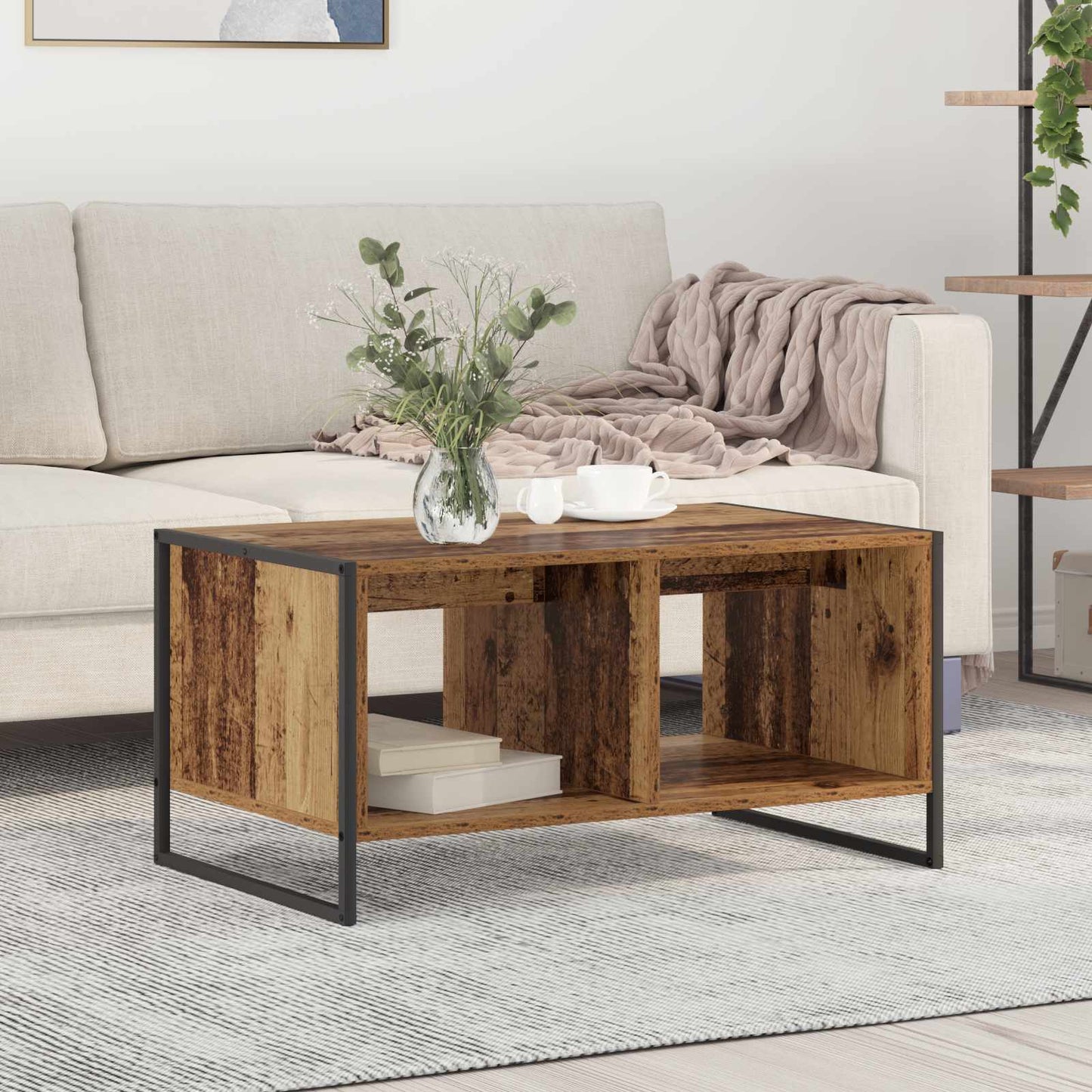 Salontafel Oud Hout 80 x 50 x 40 cm Bewerkt hout is nu te koop bij PeponiXL, paradijselijk wonen!