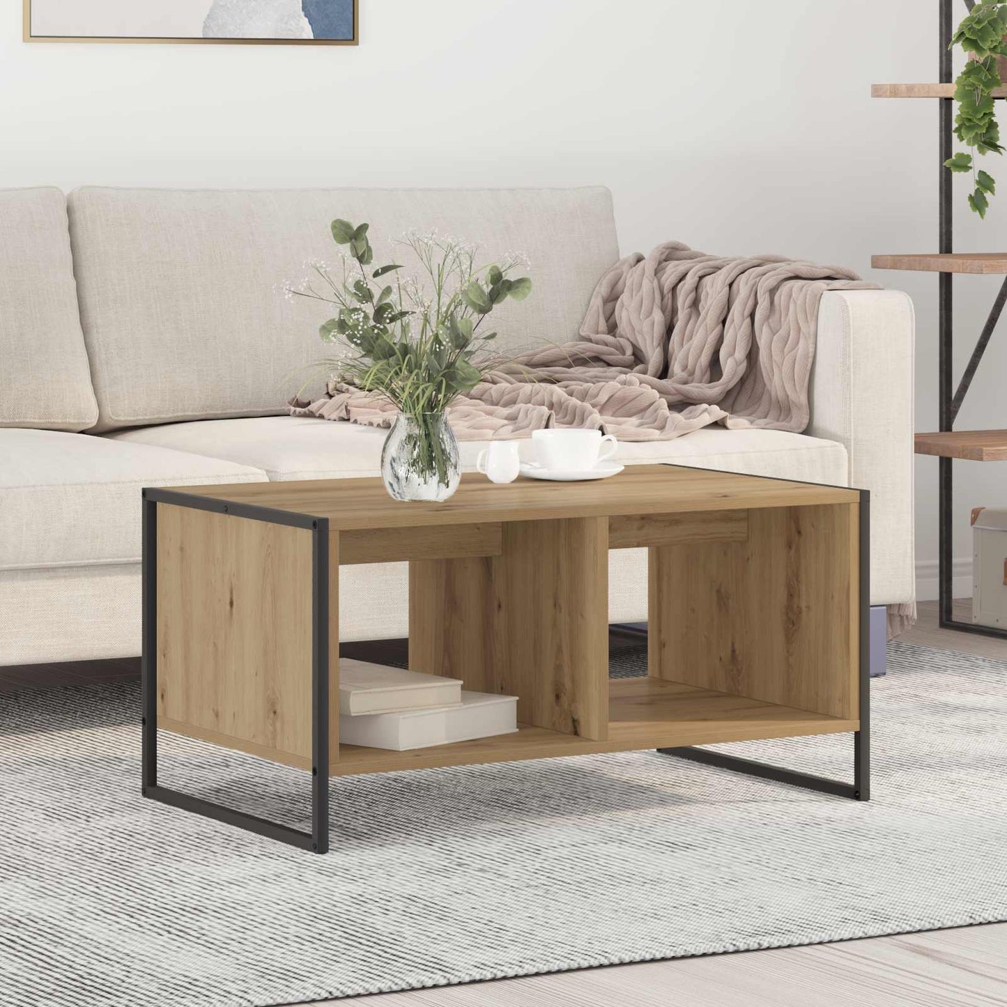 Salontafel Ambachtelijk eiken 80 x 50 x 40 cm Bewerkt hout is nu te koop bij PeponiXL, paradijselijk wonen!