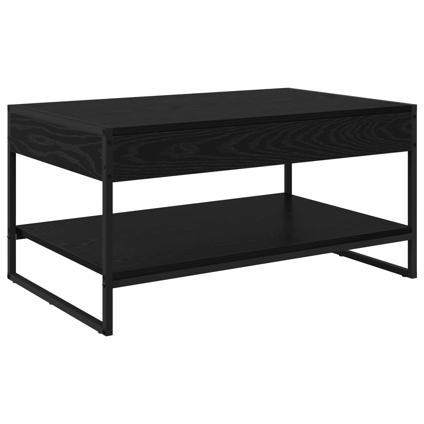 Salontafel Zwart Eiken 80 x 50 x 40 cm Bewerkt hout is nu te koop bij PeponiXL, paradijselijk wonen!