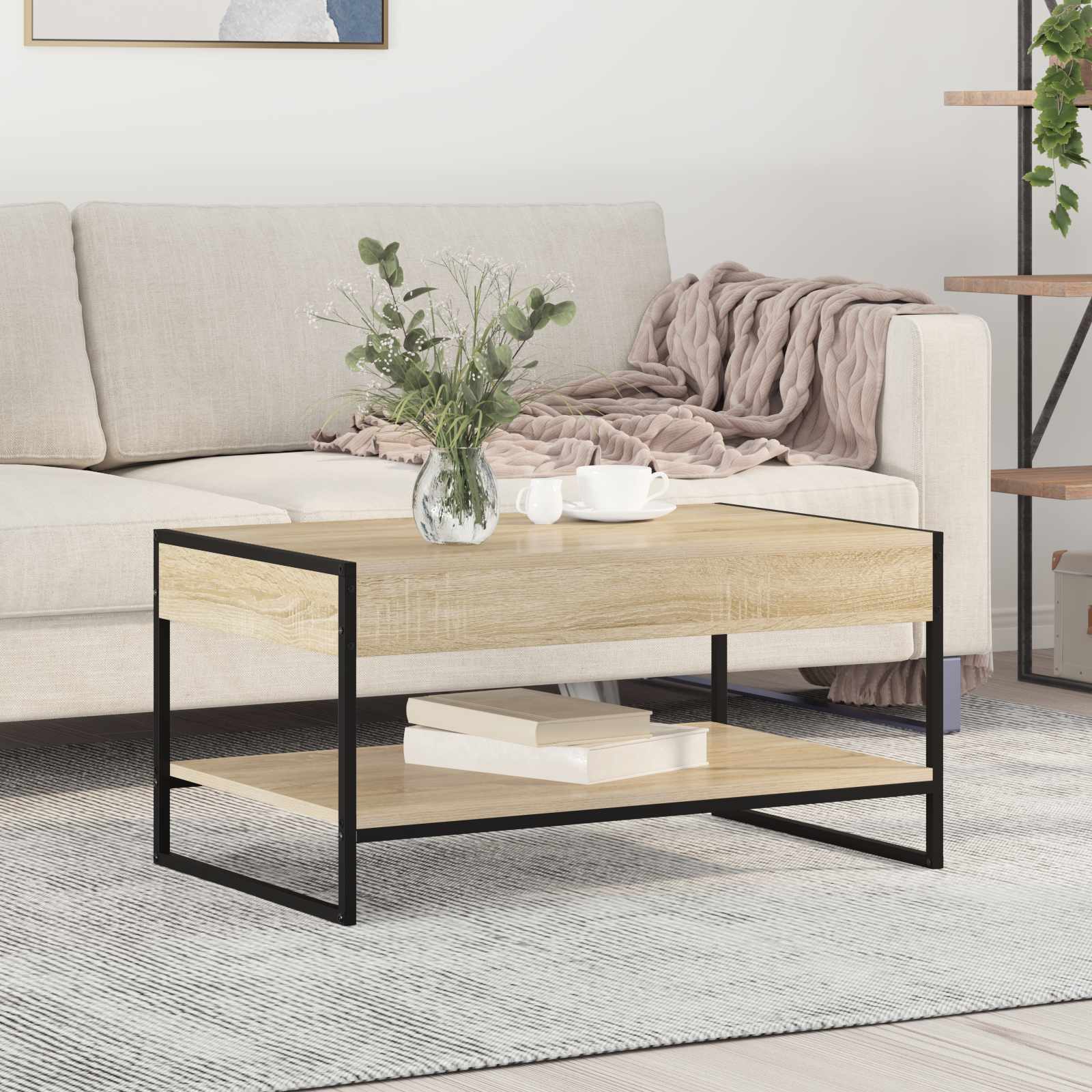 Salontafel Sonoma 80 x 50 x 40 cm Bewerkt hout is nu te koop bij PeponiXL, paradijselijk wonen!