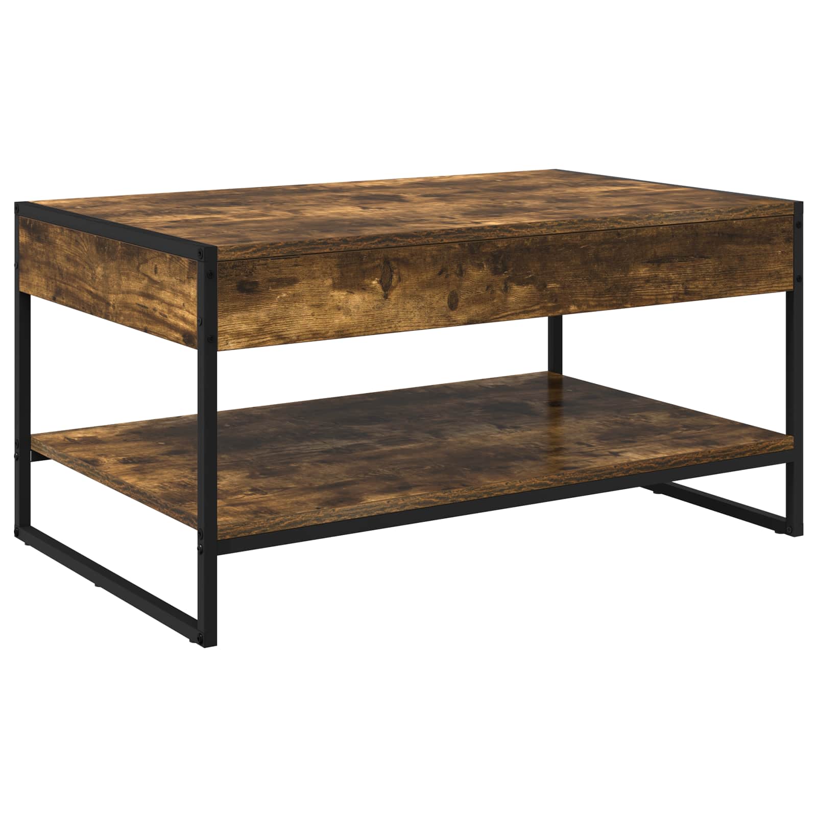 Salontafel Rook Eik 80 x 50 x 40 cm Bewerkt hout is nu te koop bij PeponiXL, paradijselijk wonen!