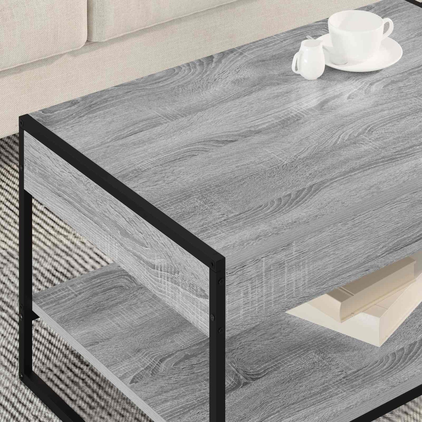 Salontafel Grijs Sonoma 80 x 50 x 40 cm Bewerkt hout is nu te koop bij PeponiXL, paradijselijk wonen!