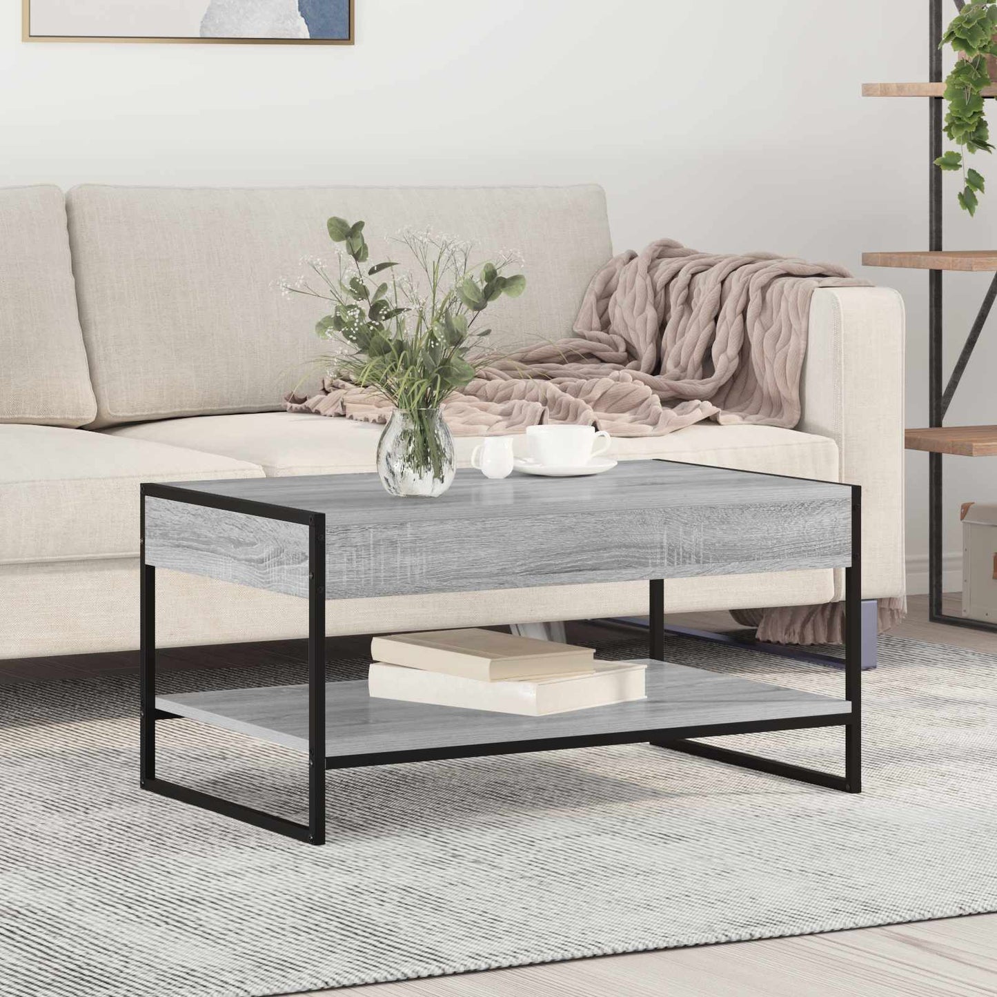 Salontafel Grijs Sonoma 80 x 50 x 40 cm Bewerkt hout is nu te koop bij PeponiXL, paradijselijk wonen!