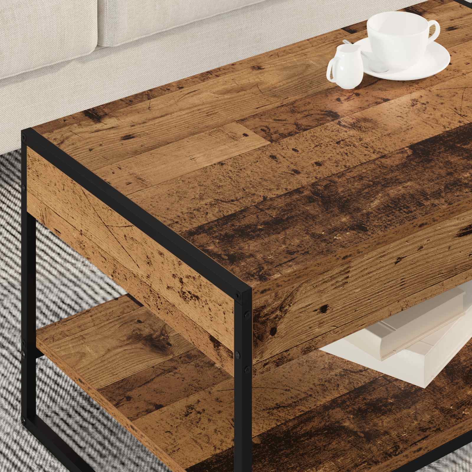 Salontafel Oud Hout 80 x 50 x 40 cm Bewerkt hout is nu te koop bij PeponiXL, paradijselijk wonen!