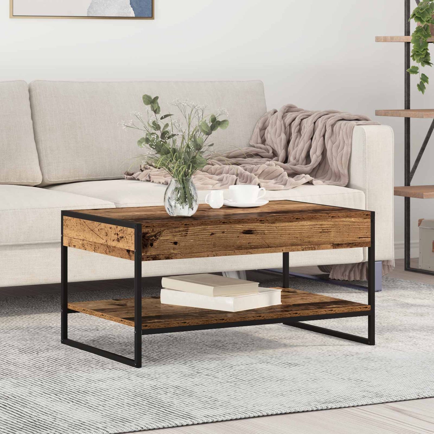 Salontafel Oud Hout 80 x 50 x 40 cm Bewerkt hout is nu te koop bij PeponiXL, paradijselijk wonen!