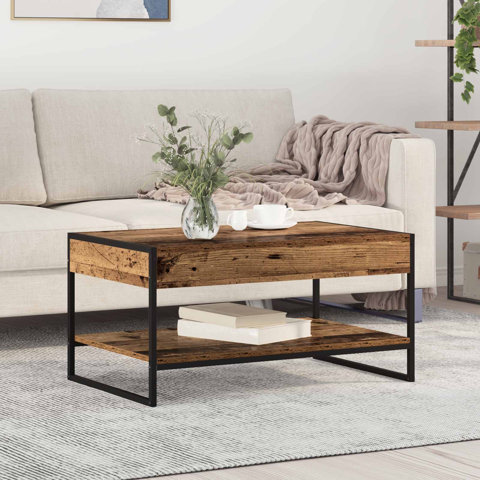 Salontafel Oud Hout 80 x 50 x 40 cm Bewerkt hout is nu te koop bij PeponiXL, paradijselijk wonen!