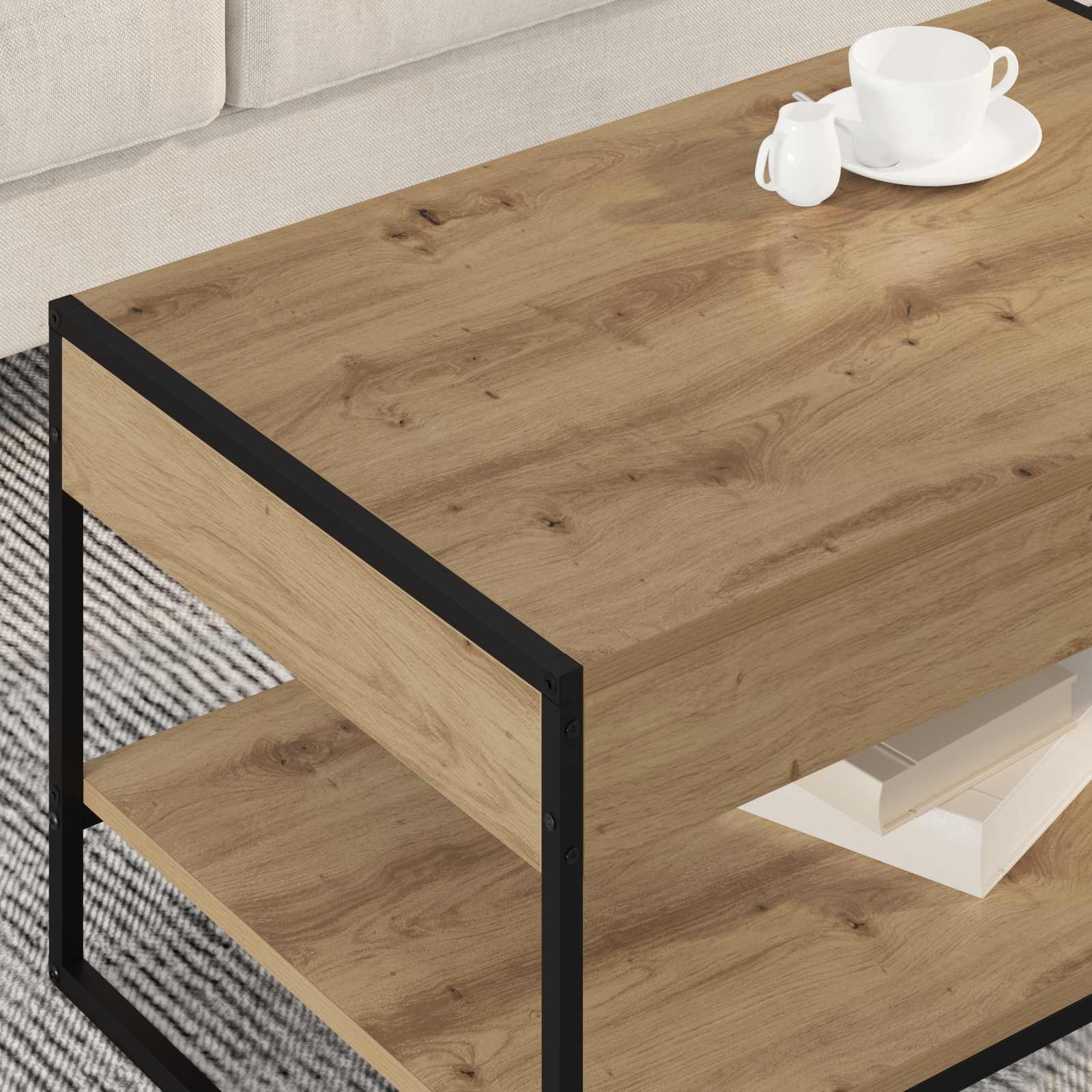 Salontafel Ambachtelijk eiken 80 x 50 x 40 cm Bewerkt hout is nu te koop bij PeponiXL, paradijselijk wonen!