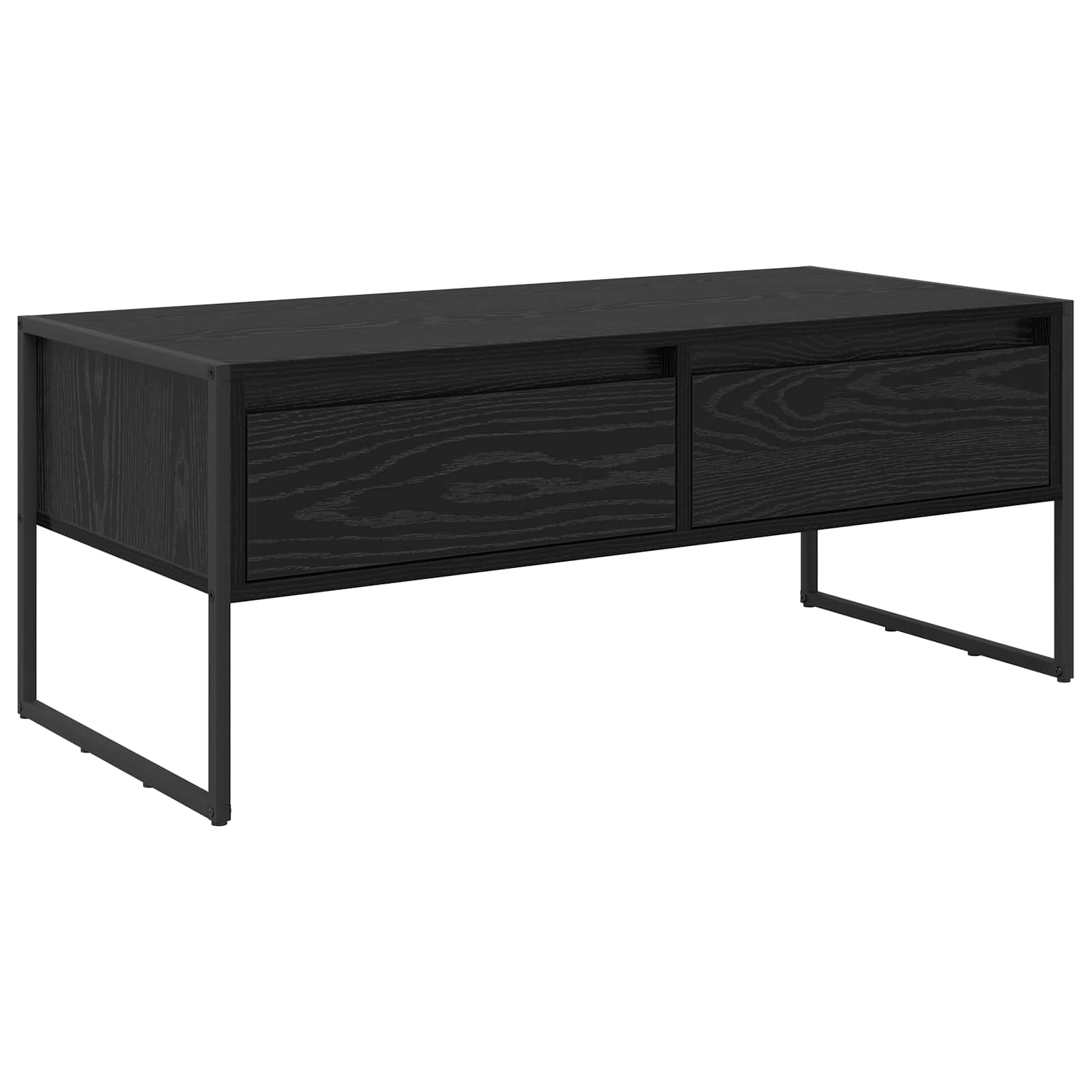 Salontafel met lade Zwart Eiken 100 x 46 x 40 cm Bewerkt hout is nu te koop bij PeponiXL, paradijselijk wonen!