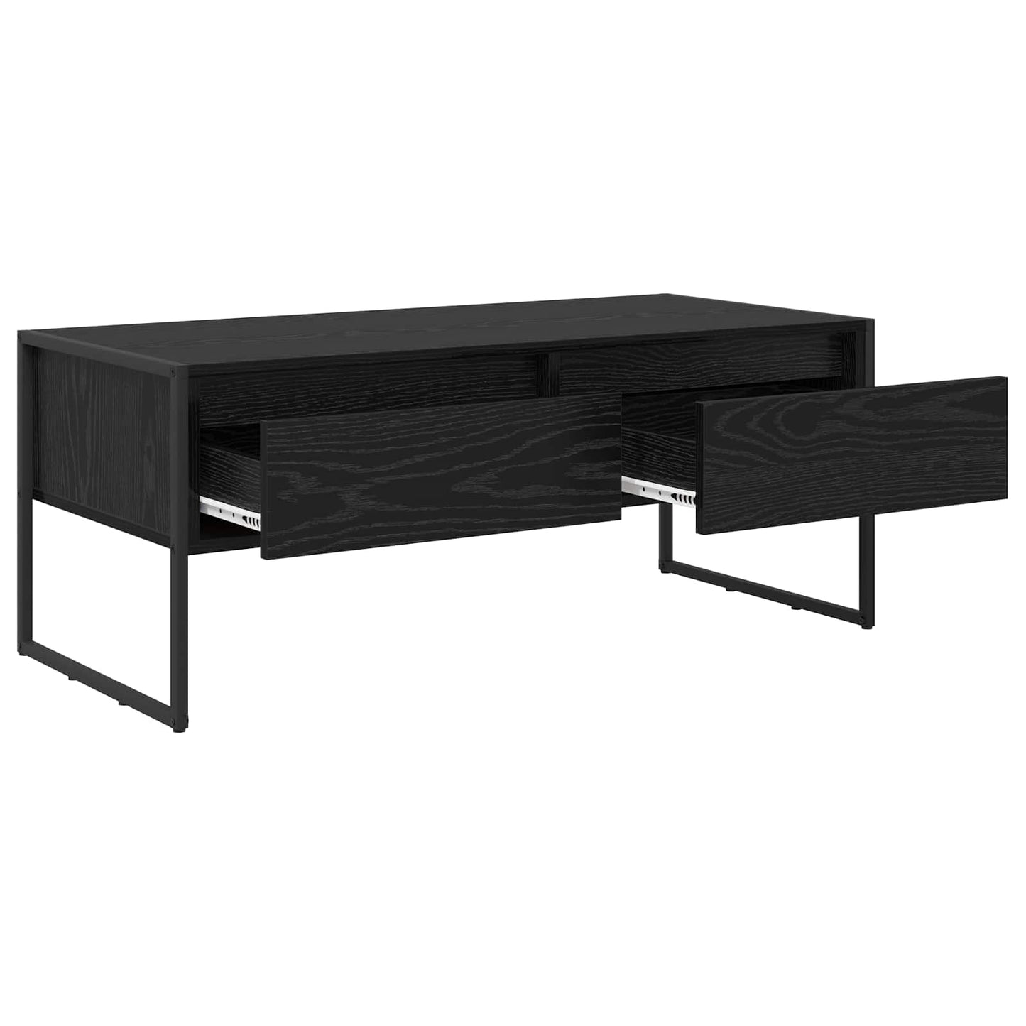 Salontafel met lade Zwart Eiken 100 x 46 x 40 cm Bewerkt hout is nu te koop bij PeponiXL, paradijselijk wonen!
