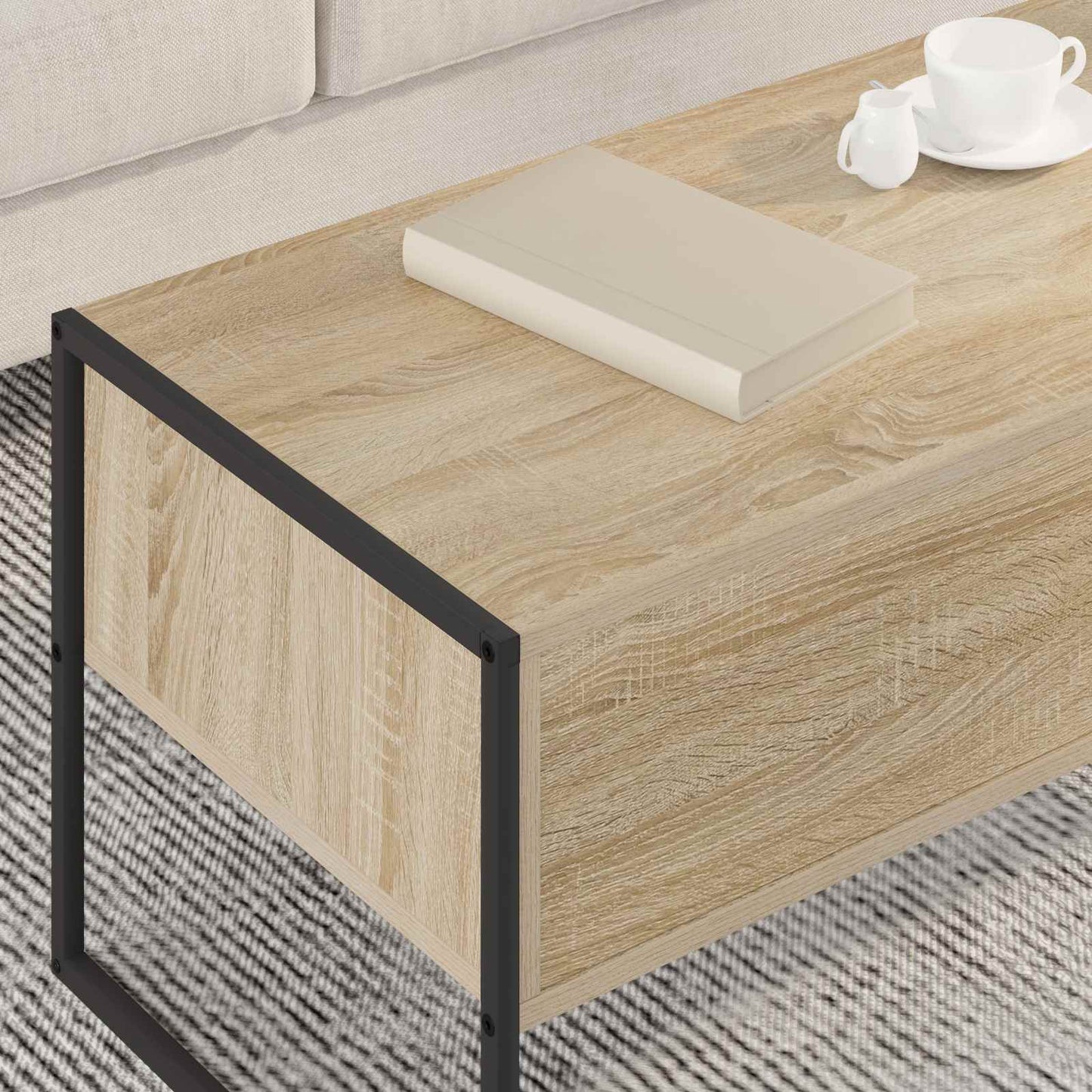Salontafel met lade Sonoma 100 x 46 x 40 cm Bewerkt hout is nu te koop bij PeponiXL, paradijselijk wonen!