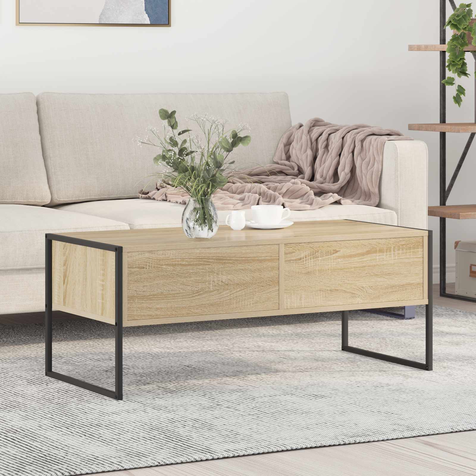 Salontafel met lade Sonoma 100 x 46 x 40 cm Bewerkt hout is nu te koop bij PeponiXL, paradijselijk wonen!