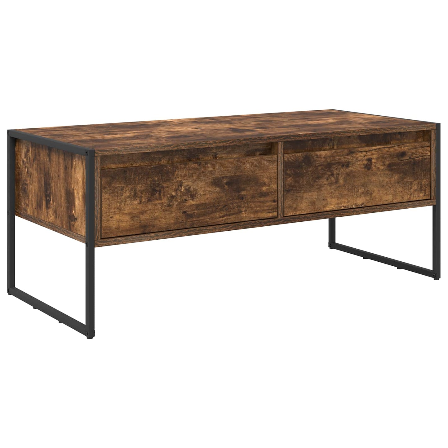 Salontafel met lade Rook Eik 100 x 46 x 40 cm Bewerkt hout is nu te koop bij PeponiXL, paradijselijk wonen!