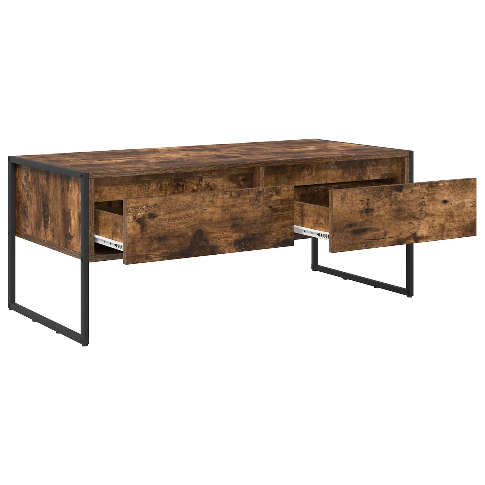 Salontafel met lade Rook Eik 100 x 46 x 40 cm Bewerkt hout is nu te koop bij PeponiXL, paradijselijk wonen!