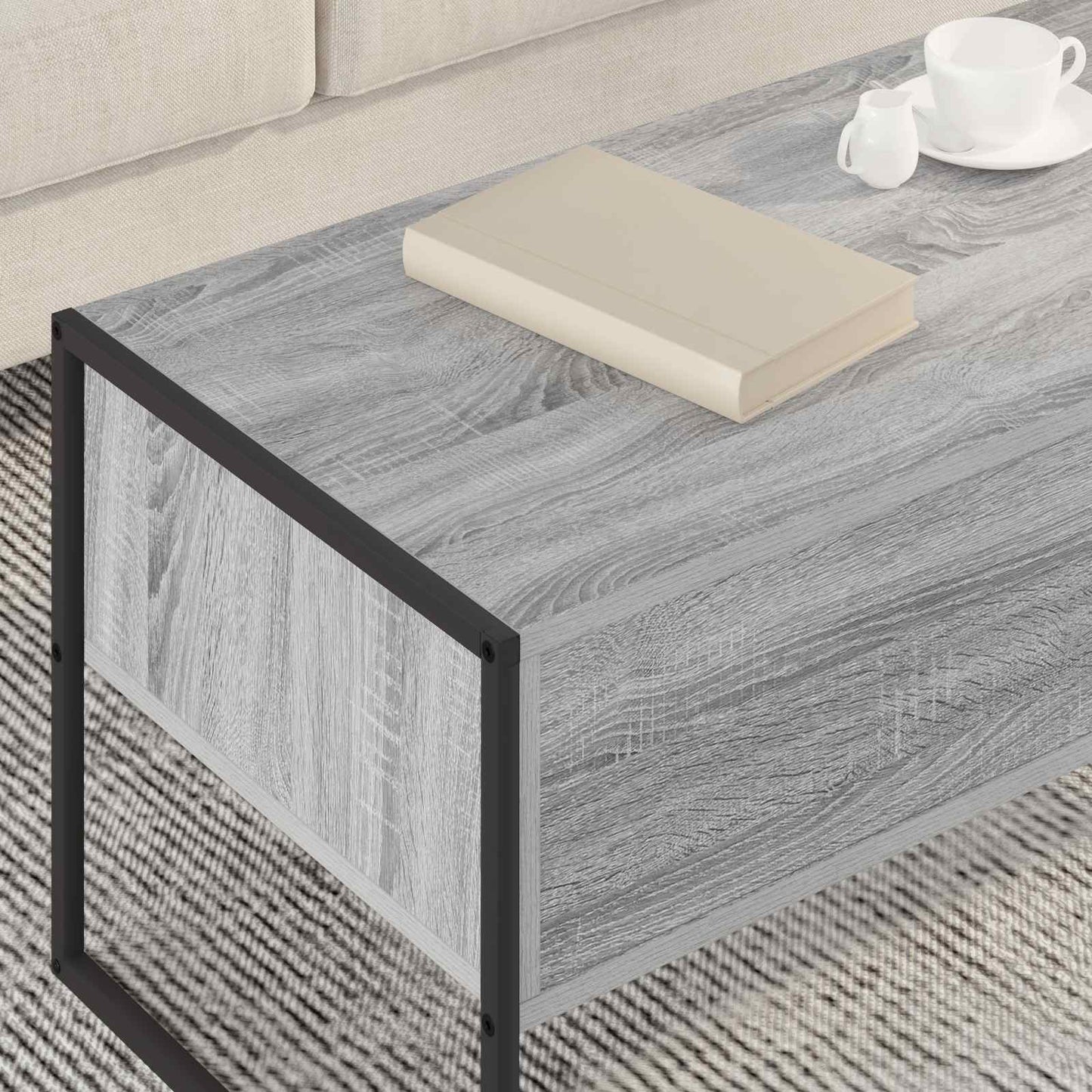 Salontafel met lade Grijs Sonoma 100 x 46 x 40 cm Bewerkt hout is nu te koop bij PeponiXL, paradijselijk wonen!