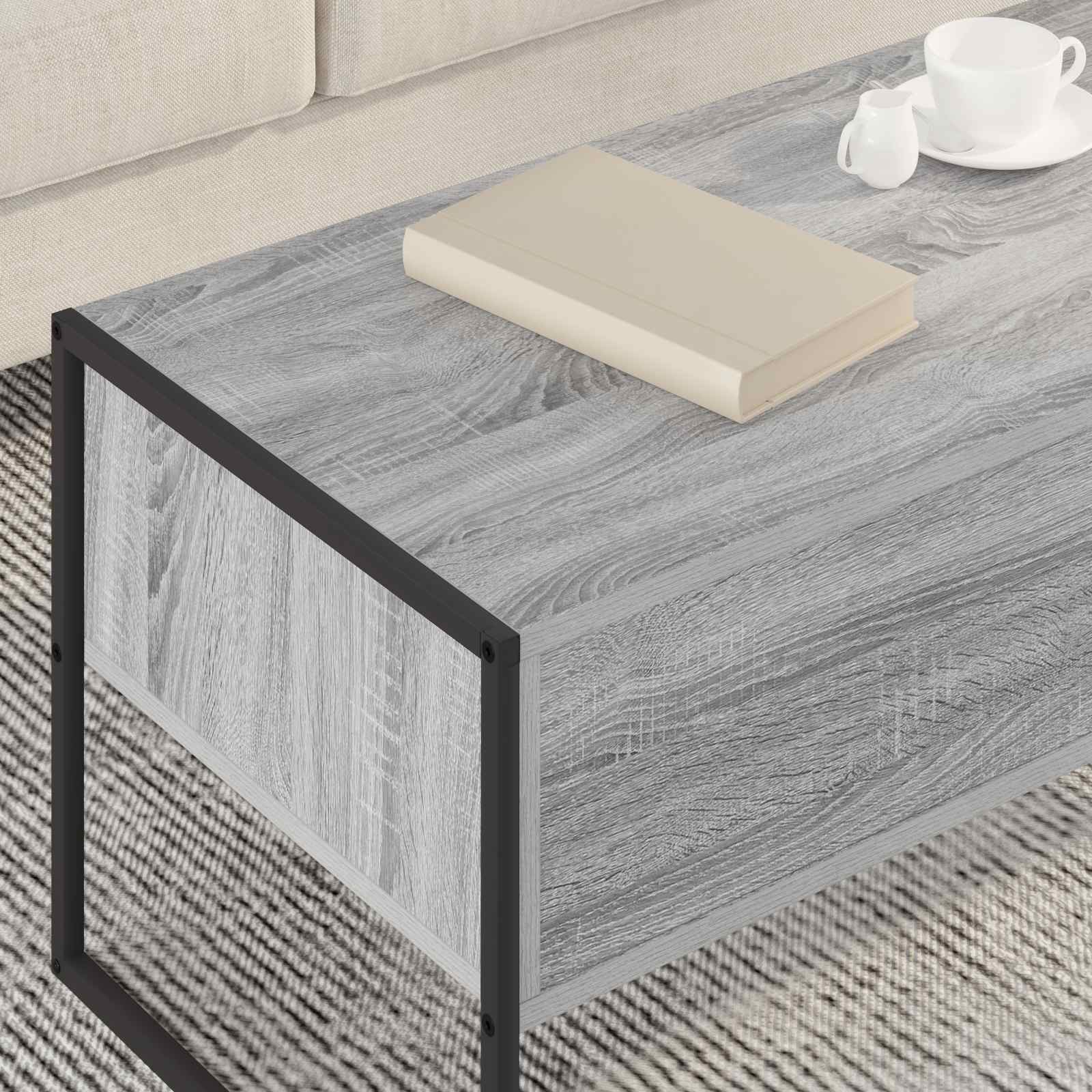 Salontafel met lade Grijs Sonoma 100 x 46 x 40 cm Bewerkt hout is nu te koop bij PeponiXL, paradijselijk wonen!