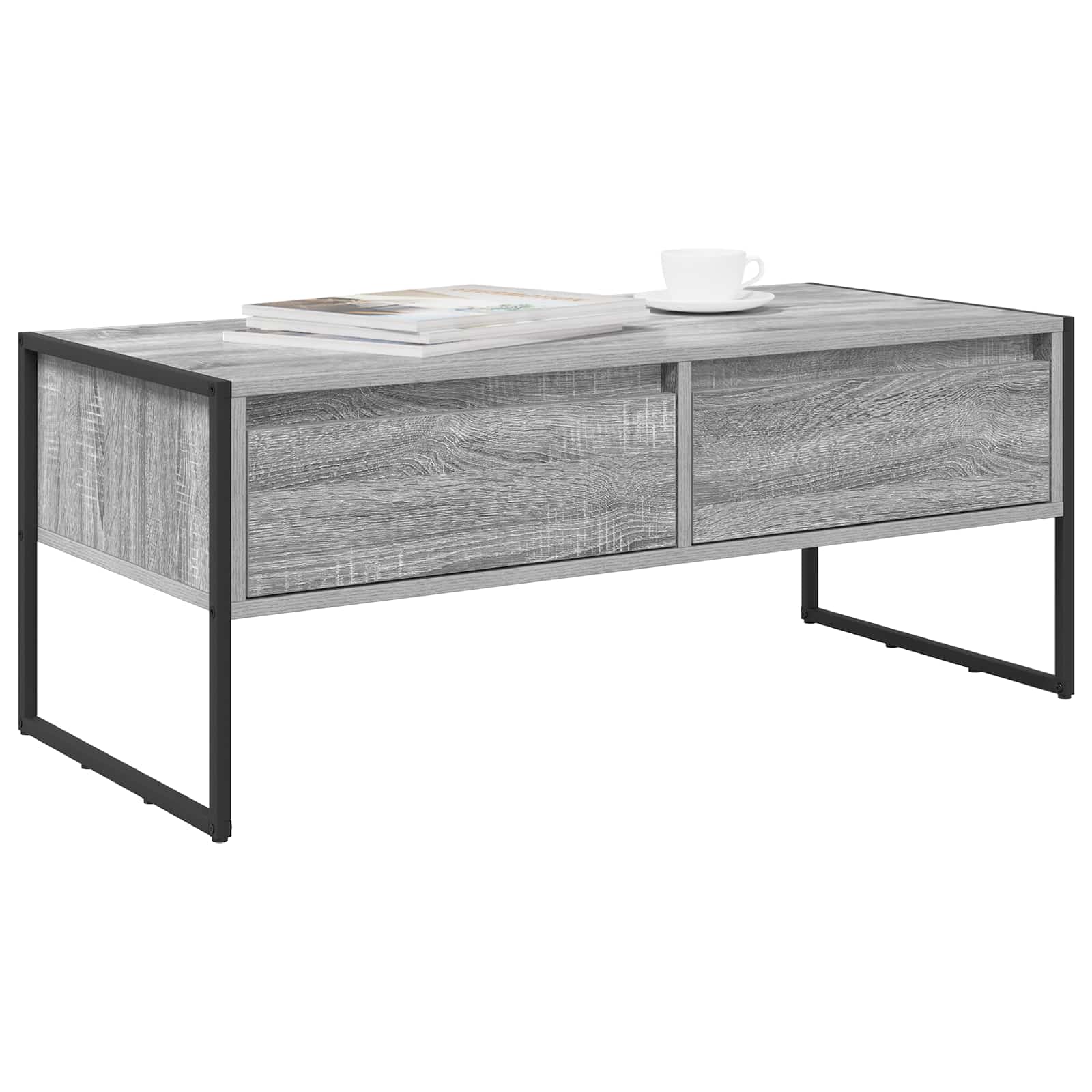 Salontafel met lade Grijs Sonoma 100 x 46 x 40 cm Bewerkt hout is nu te koop bij PeponiXL, paradijselijk wonen!