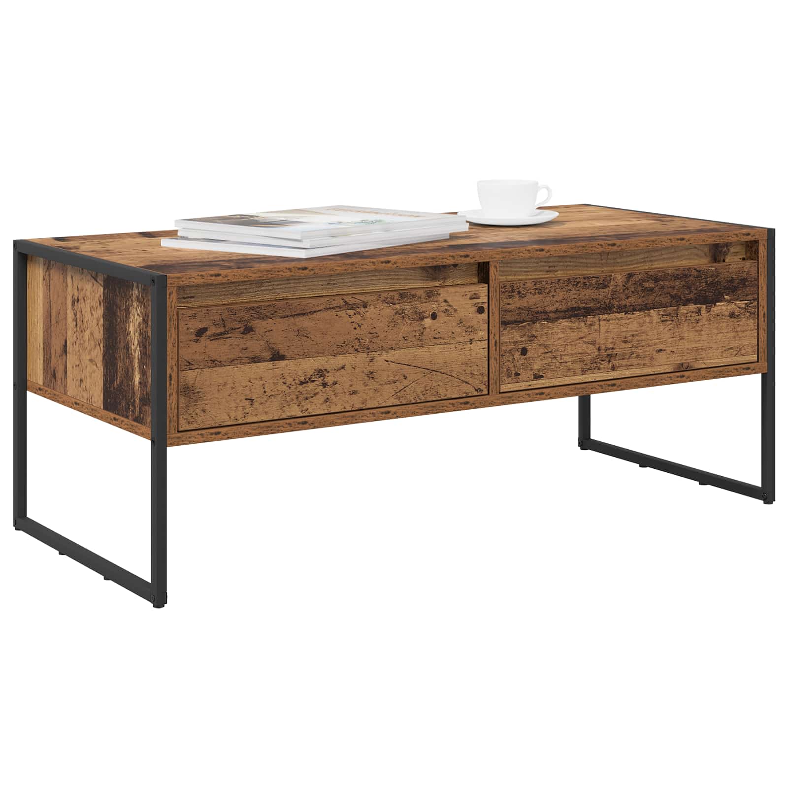 Salontafel met lade Oud Hout 100 x 46 x 40 cm Bewerkt hout is nu te koop bij PeponiXL, paradijselijk wonen!