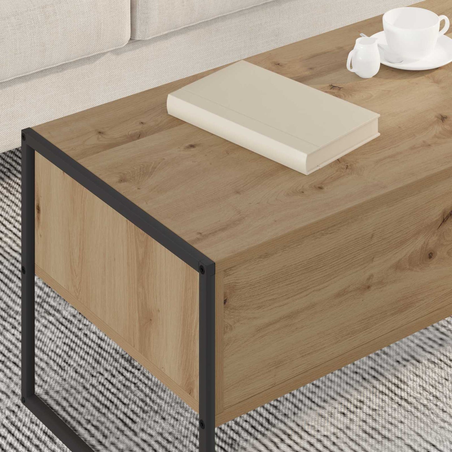 Salontafel Ambachtelijk eiken 100 x 46 x 40 cm Bewerkt hout is nu te koop bij PeponiXL, paradijselijk wonen!