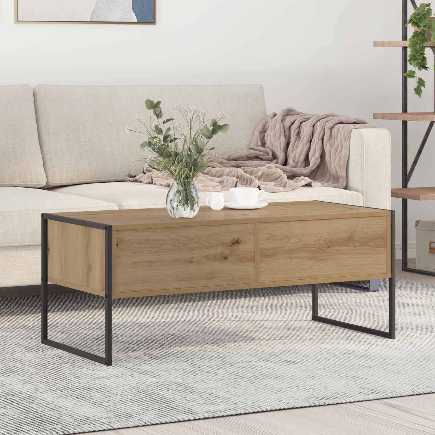 Salontafel Ambachtelijk eiken 100 x 46 x 40 cm Bewerkt hout is nu te koop bij PeponiXL, paradijselijk wonen!