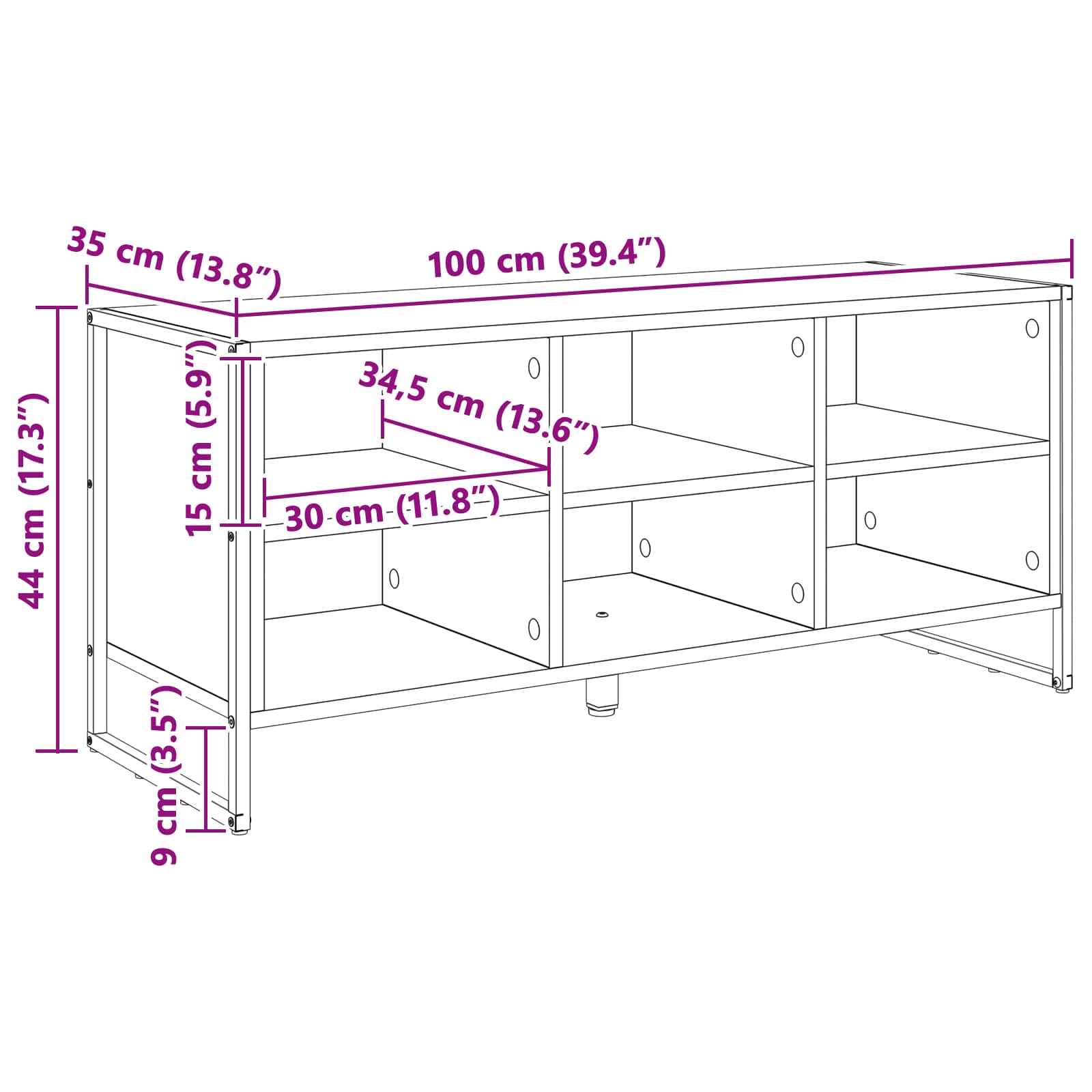 Schoenenkast Zwart Eiken 100 x 35 x 44 cm Bewerkt hout is nu te koop bij PeponiXL, paradijselijk wonen!