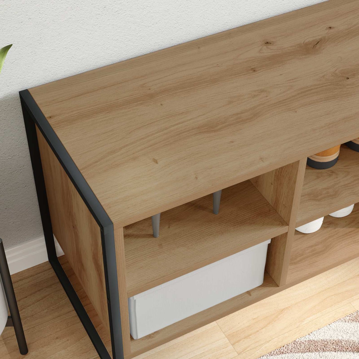 Schoenenkast Ambachtelijk eiken 100 x 35 x 44 cm Bewerkt hout is nu te koop bij PeponiXL, paradijselijk wonen!