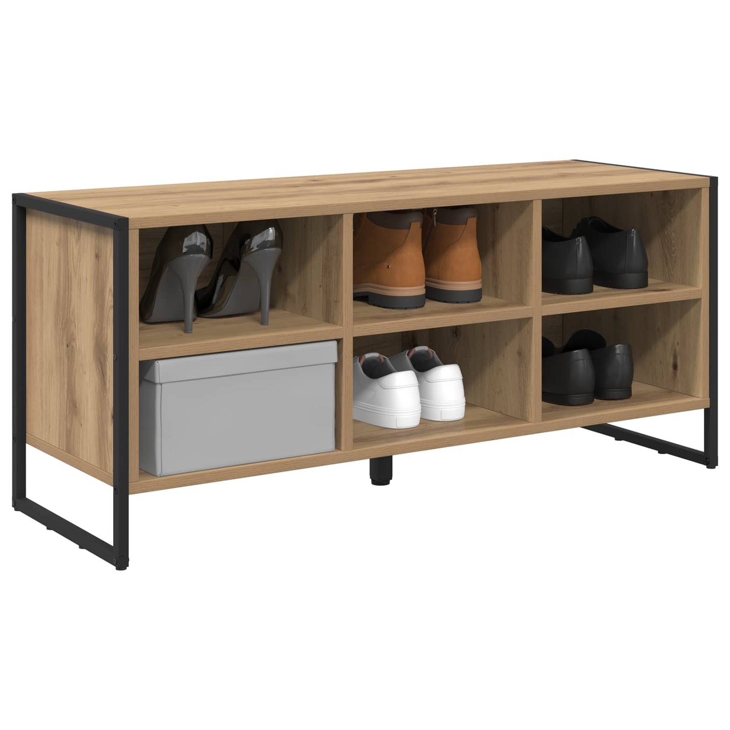 Schoenenkast Ambachtelijk eiken 100 x 35 x 44 cm Bewerkt hout is nu te koop bij PeponiXL, paradijselijk wonen!