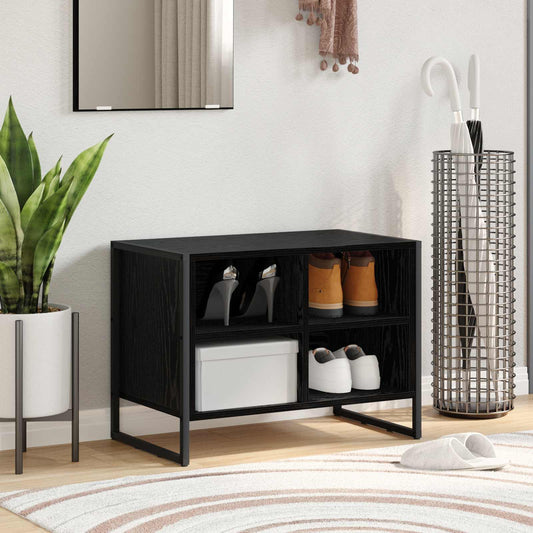 Schoenenkast Zwart Eiken 60 x 35 x 44 cm Bewerkt hout is nu te koop bij PeponiXL, paradijselijk wonen!