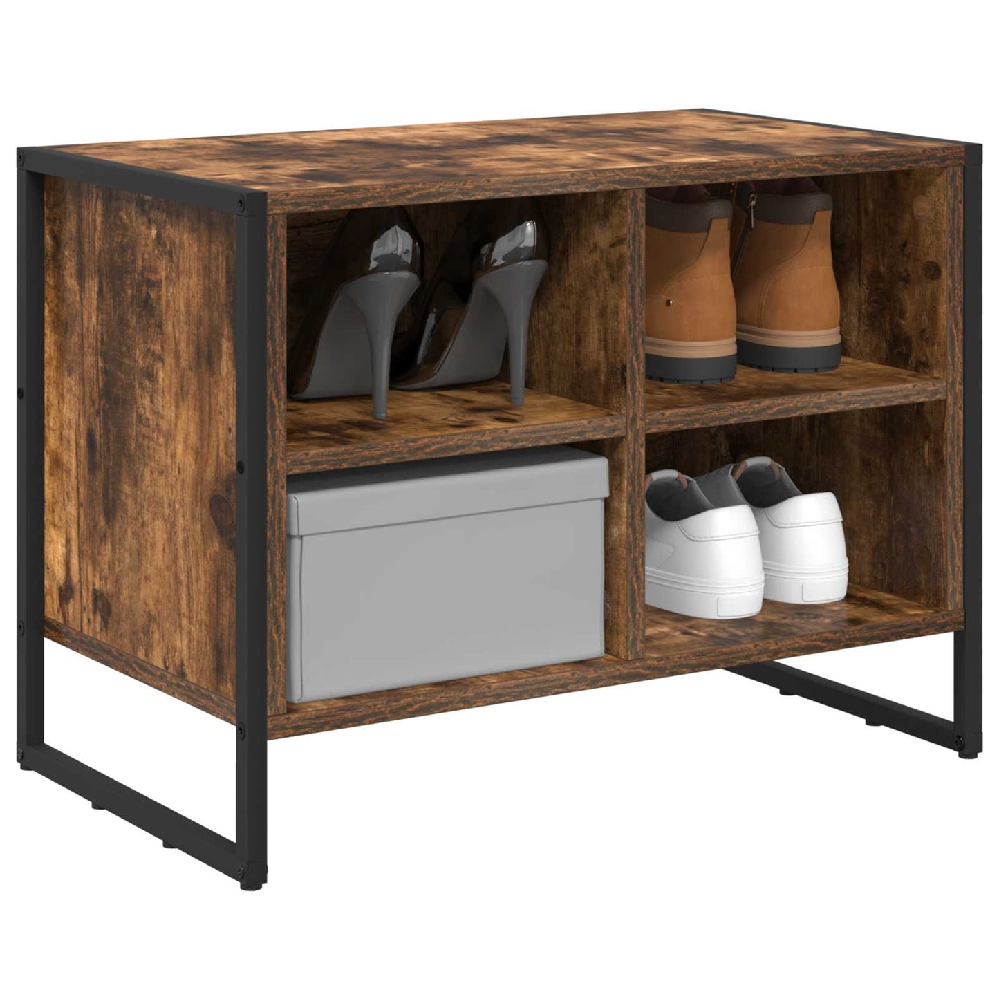 Schoenenkast met opslag Rook Eik 60 x 35 x 44 cm Bewerkt hout is nu te koop bij PeponiXL, paradijselijk wonen!
