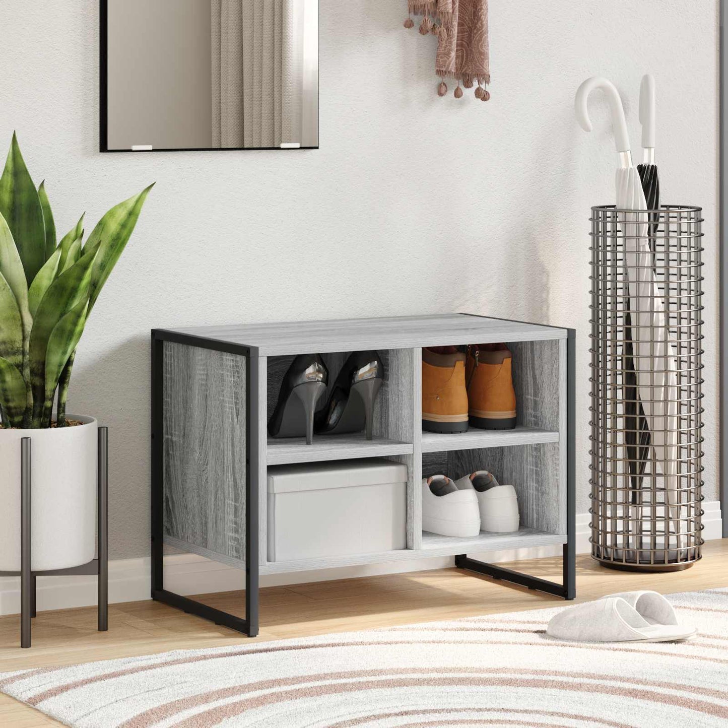 Schoenenkast Grijs Sonoma 60 x 35 x 44 cm Bewerkt hout is nu te koop bij PeponiXL, paradijselijk wonen!