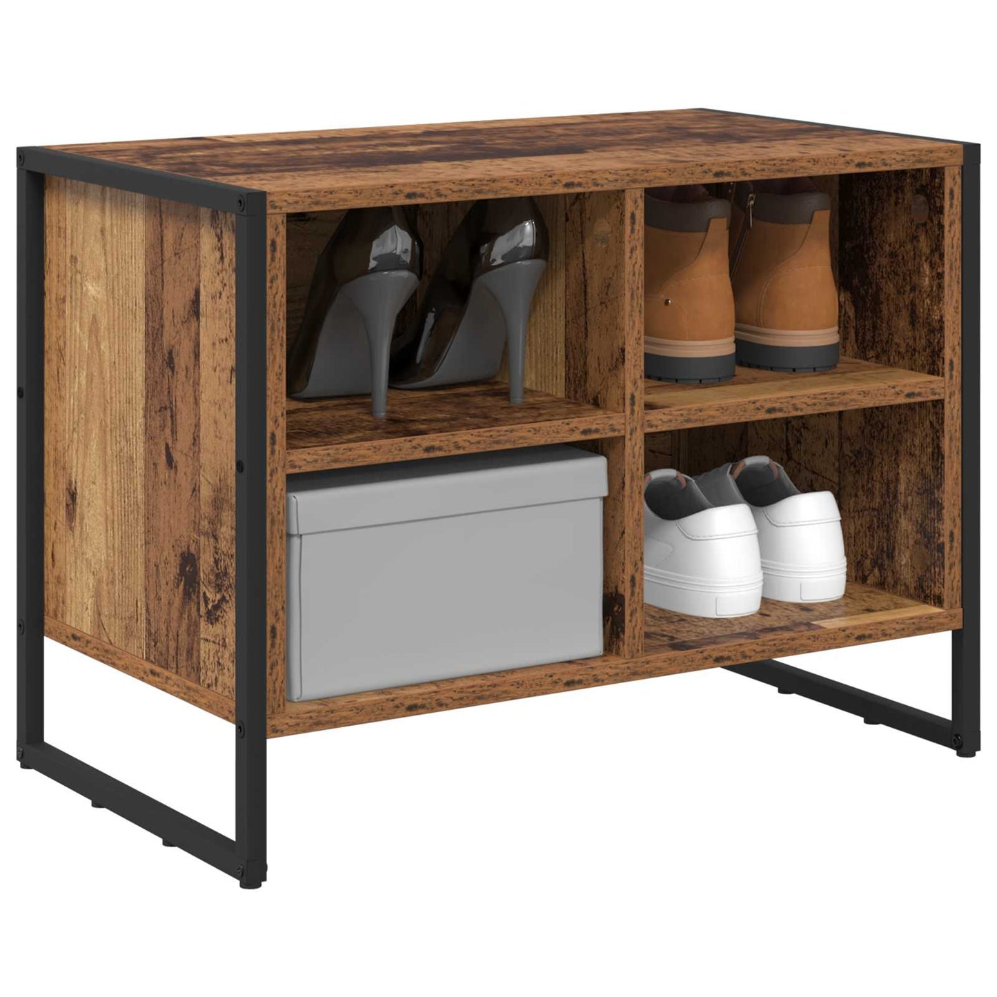 Schoenenkast met opslag Oud Hout 60 x 35 x 44 cm Bewerkt hout is nu te koop bij PeponiXL, paradijselijk wonen!