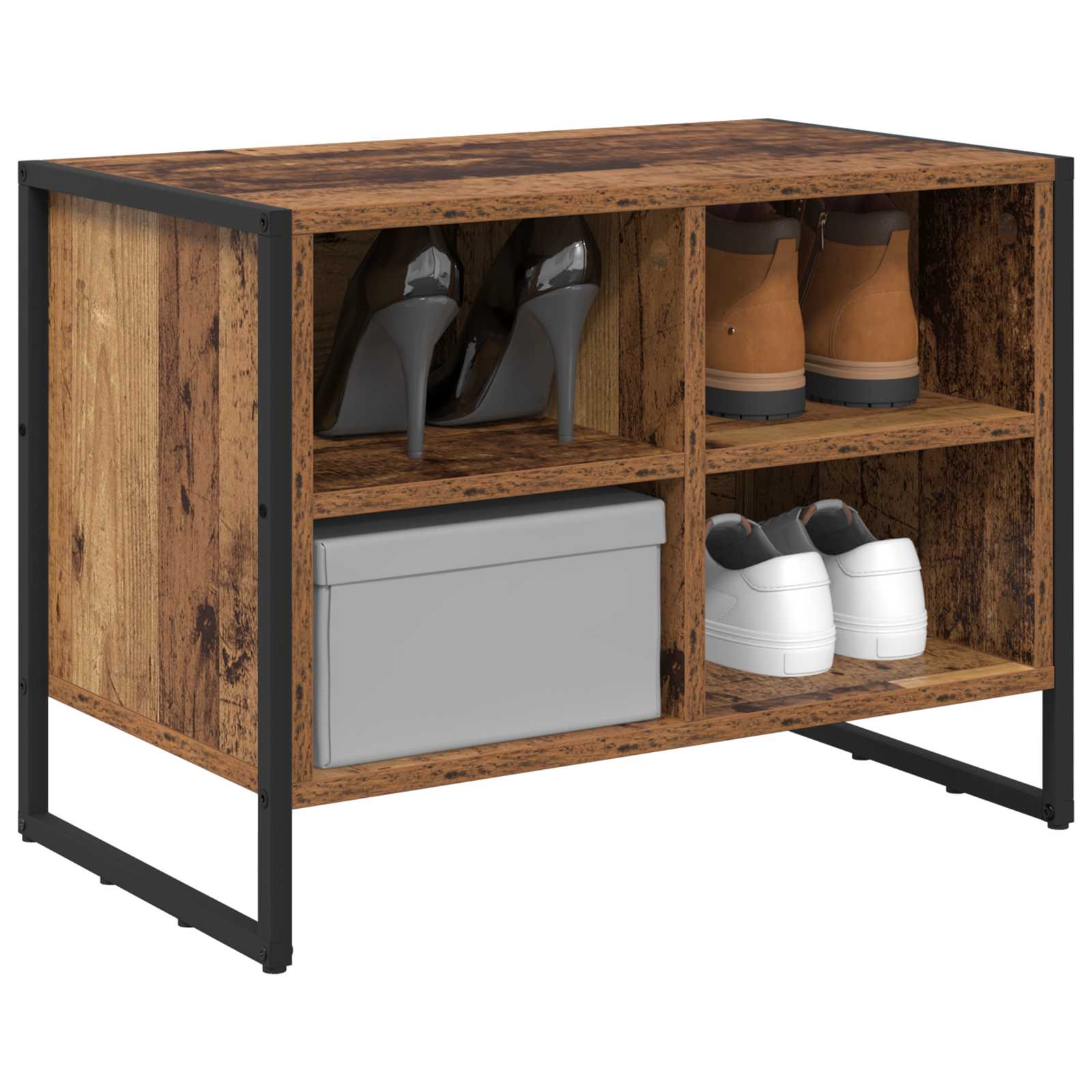Schoenenkast met opslag Oud Hout 60 x 35 x 44 cm Bewerkt hout is nu te koop bij PeponiXL, paradijselijk wonen!