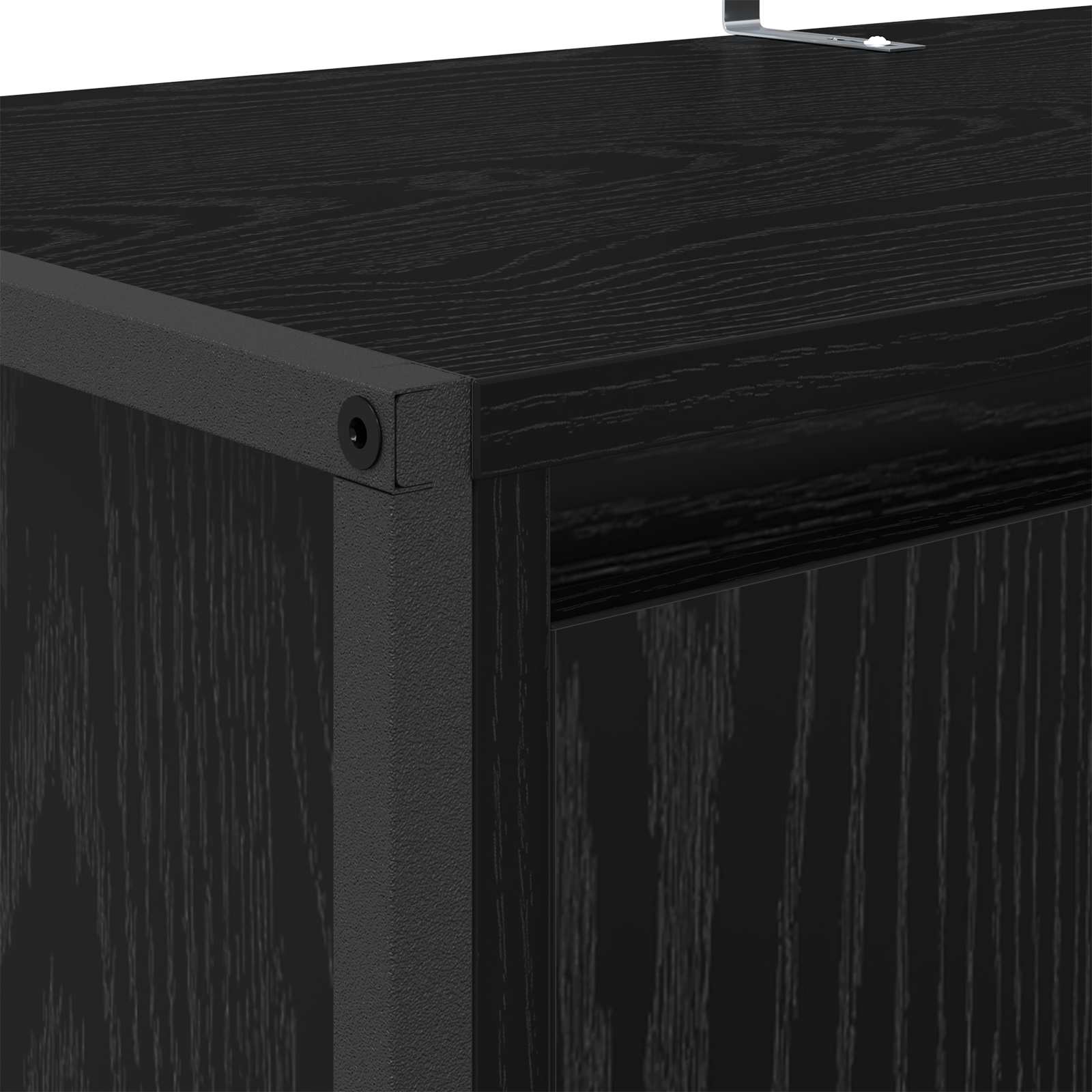 Schoenenkast Zwart Eiken 79 x 36 x 100 cm Bewerkt hout is nu te koop bij PeponiXL, paradijselijk wonen!