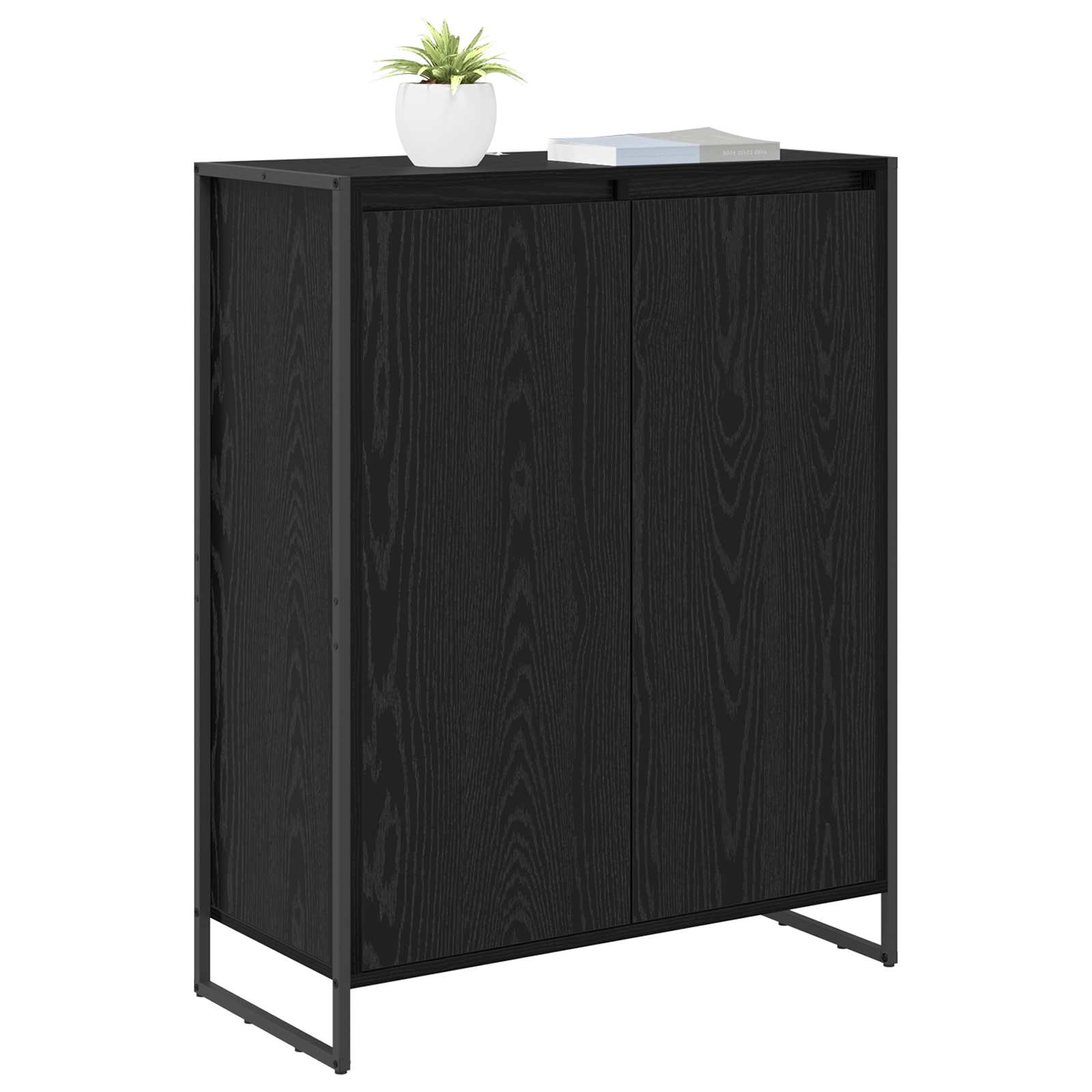 Schoenenkast Zwart Eiken 79 x 36 x 100 cm Bewerkt hout is nu te koop bij PeponiXL, paradijselijk wonen!