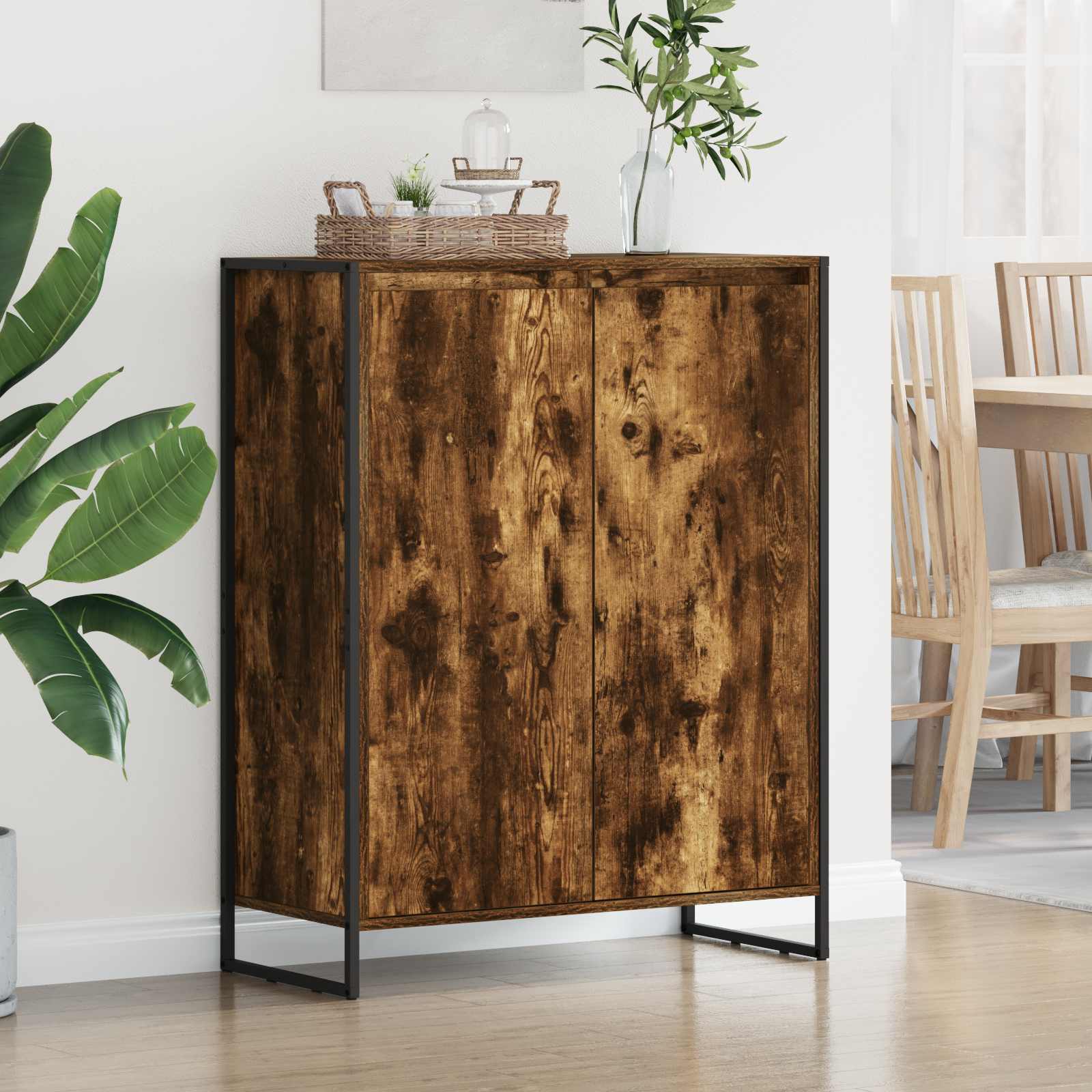 Schoenenkast met opslag Rook Eik 79 x 36 x 100 cm Bewerkt hout is nu te koop bij PeponiXL, paradijselijk wonen!