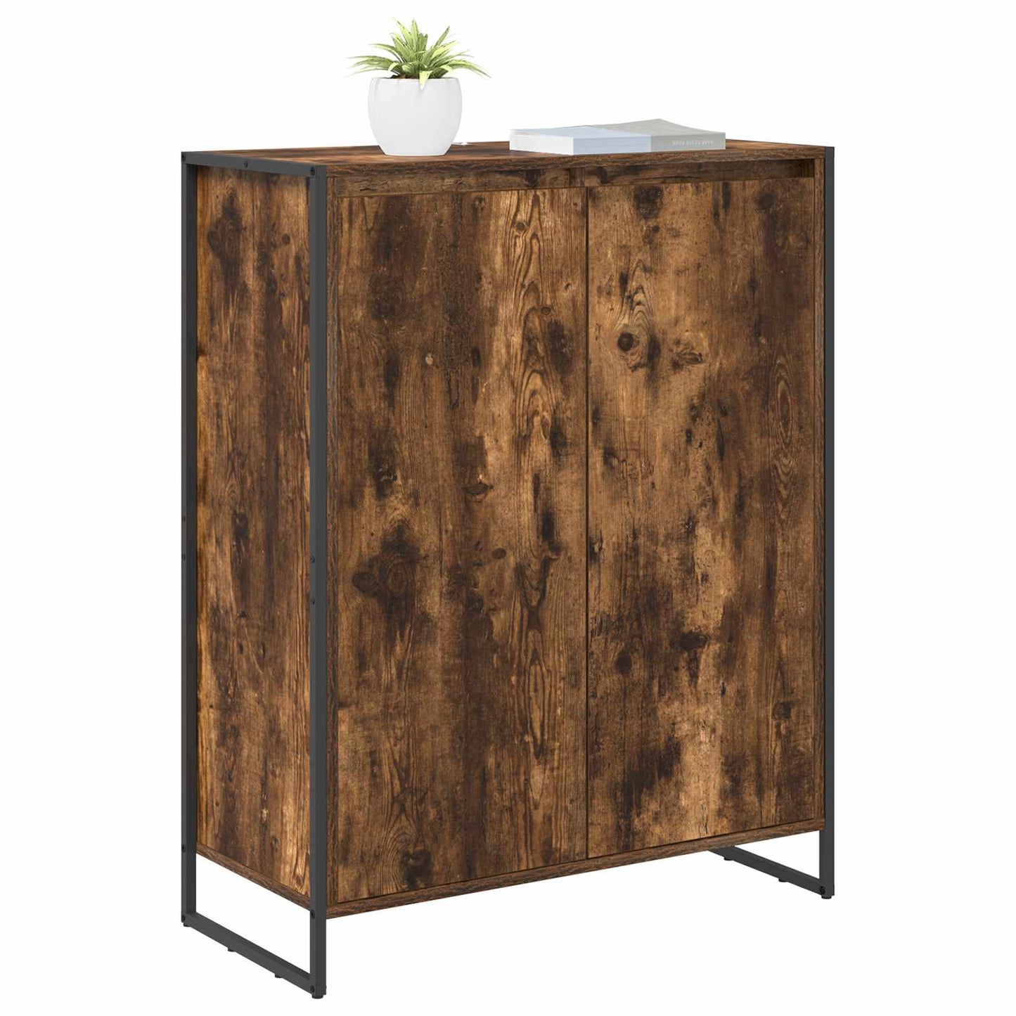 Schoenenkast met opslag Rook Eik 79 x 36 x 100 cm Bewerkt hout is nu te koop bij PeponiXL, paradijselijk wonen!