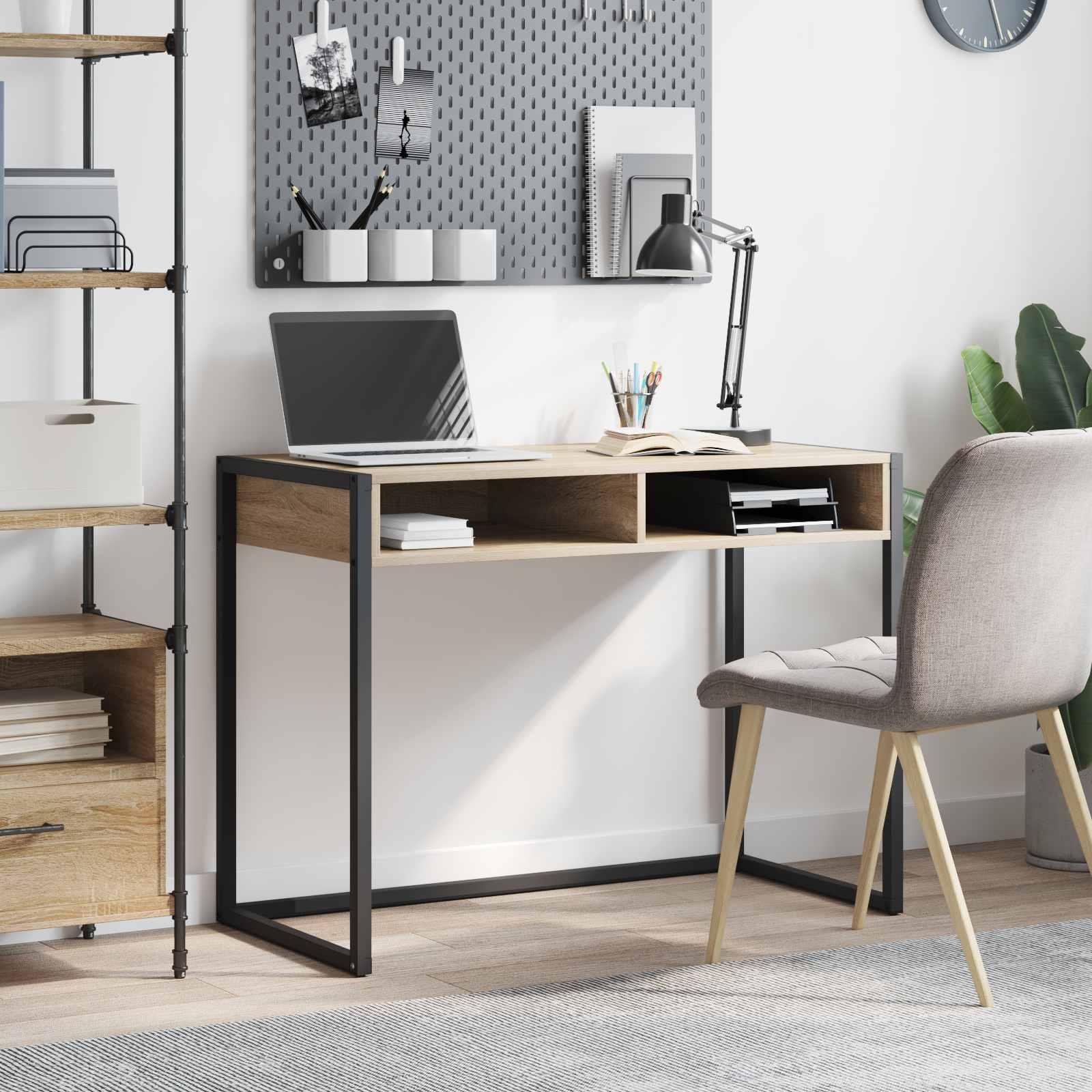 Bureau met opslag Sonoma 100 x 50 x 75 cm Bewerkt hout is nu te koop bij PeponiXL, paradijselijk wonen!