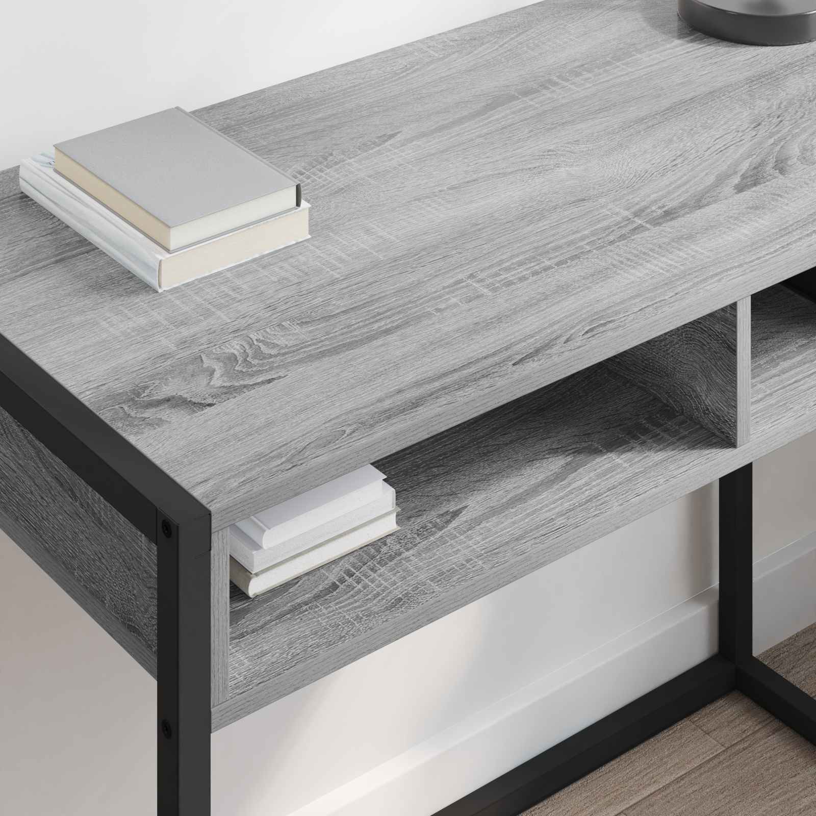 Bureau met opslag Grijs Sonoma 100 x 50 x 75 cm Bewerkt hout is nu te koop bij PeponiXL, paradijselijk wonen!
