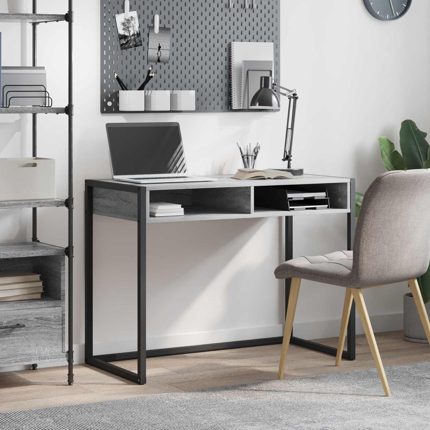 Bureau met opslag Grijs Sonoma 100 x 50 x 75 cm Bewerkt hout is nu te koop bij PeponiXL, paradijselijk wonen!