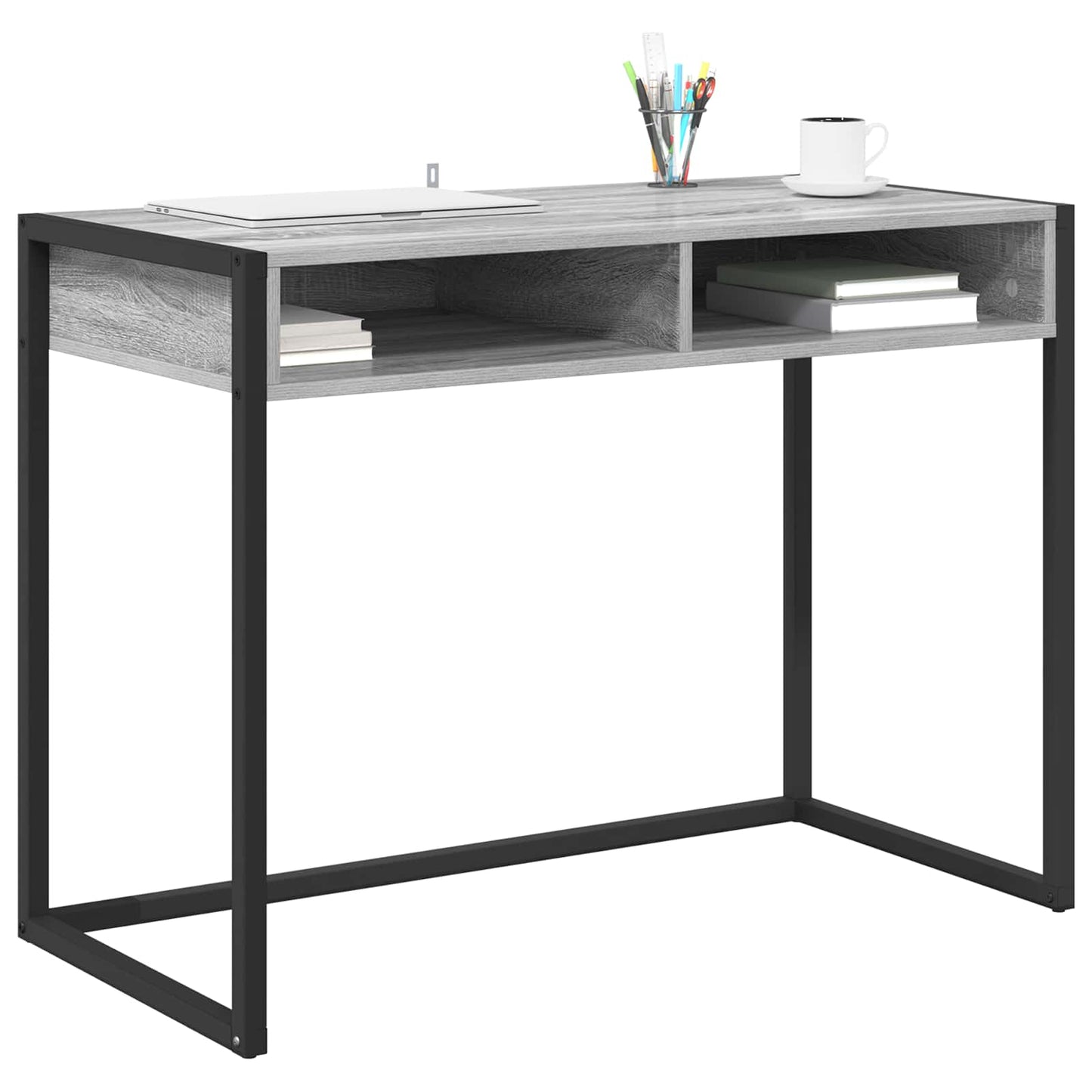 Bureau met opslag Grijs Sonoma 100 x 50 x 75 cm Bewerkt hout is nu te koop bij PeponiXL, paradijselijk wonen!