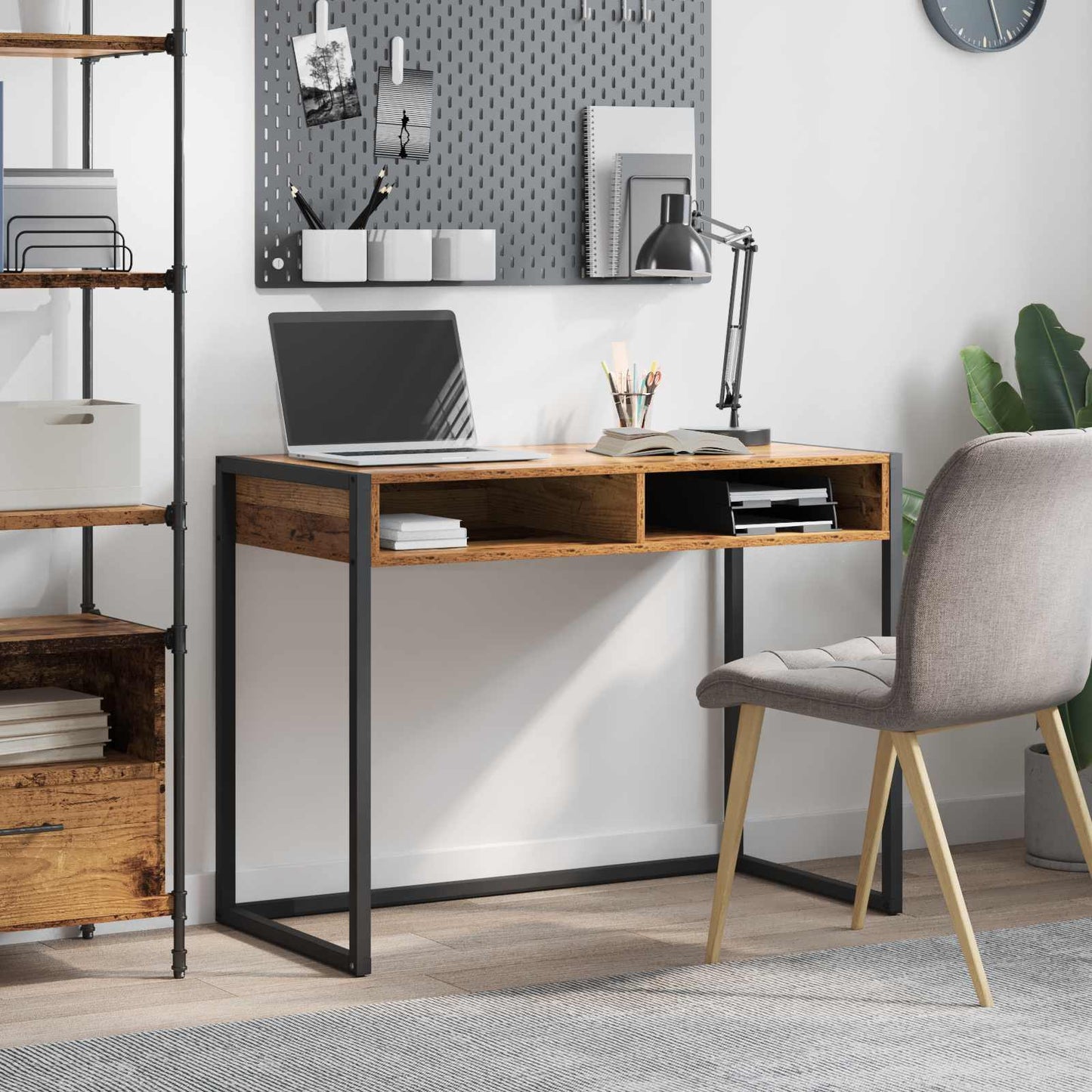 Bureau met opslag Oud Hout 100 x 50 x 75 cm Bewerkt hout
