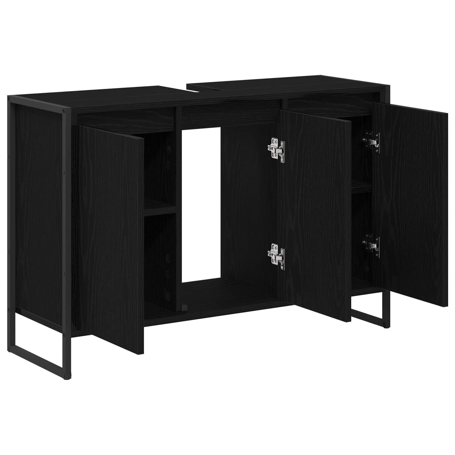 Badkamer Kast Zwart Eiken 90 x 30 x 60 cm Bewerkt hout is nu te koop bij PeponiXL, paradijselijk wonen!