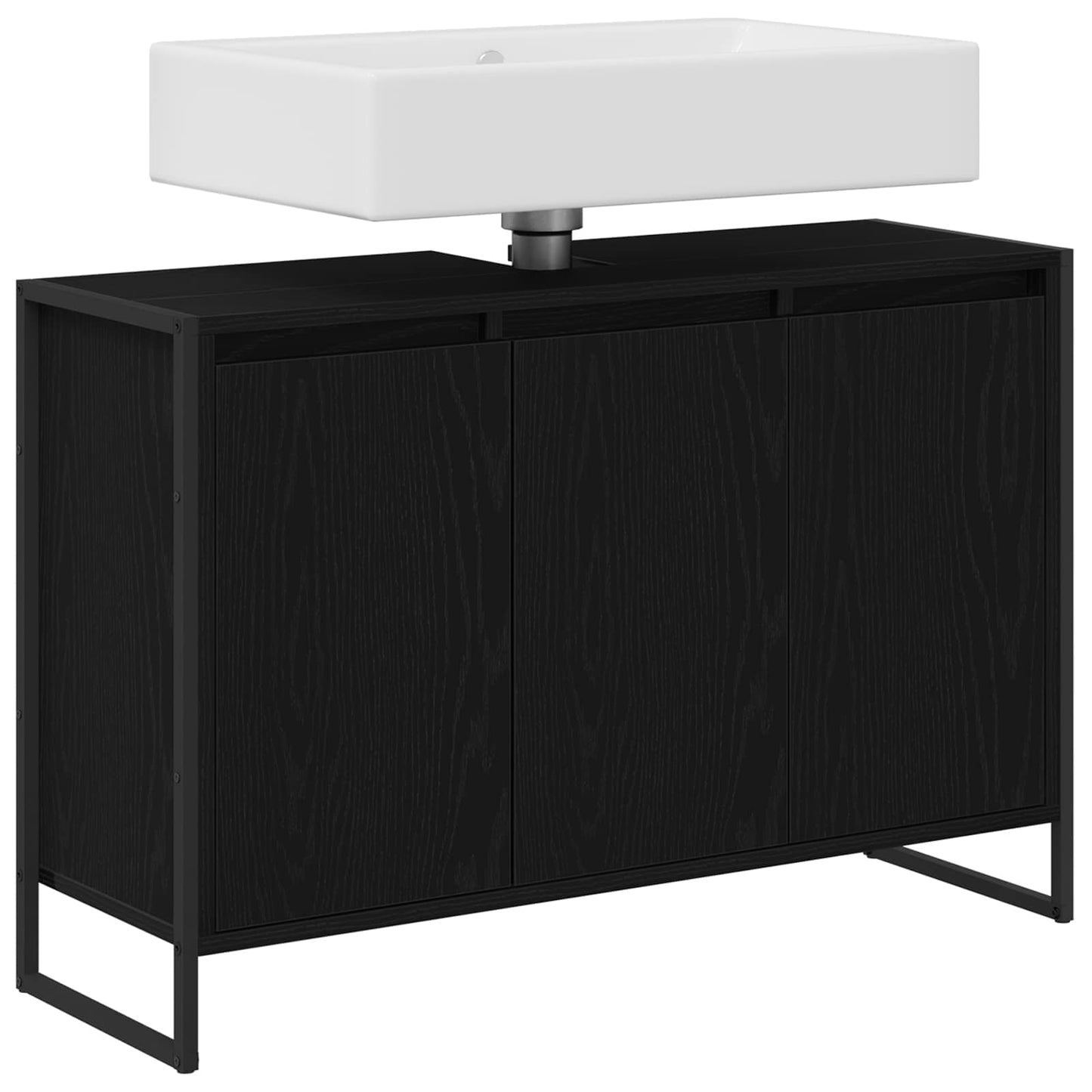 Badkamer Kast Zwart Eiken 90 x 30 x 60 cm Bewerkt hout is nu te koop bij PeponiXL, paradijselijk wonen!