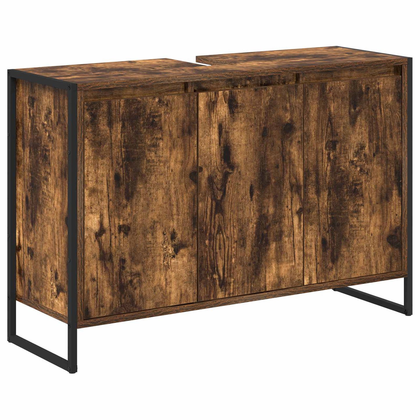 Badkamer Kast met opslag Rook Eik 90 x 30 x 60 cm Bewerkt hout is nu te koop bij PeponiXL, paradijselijk wonen!