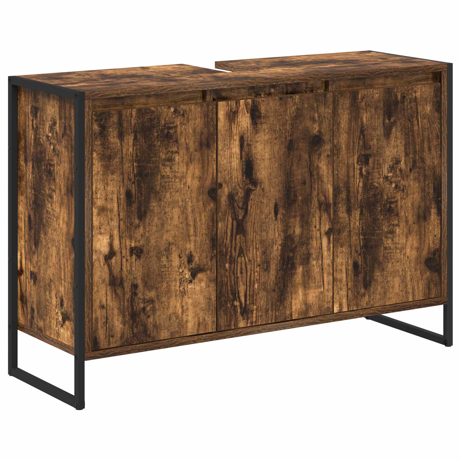 Badkamer Kast met opslag Rook Eik 90 x 30 x 60 cm Bewerkt hout is nu te koop bij PeponiXL, paradijselijk wonen!