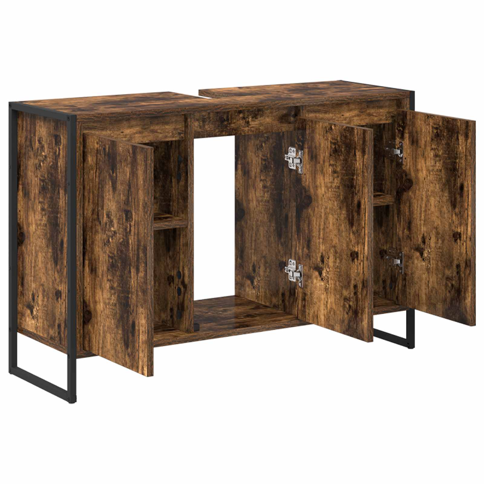 Badkamer Kast met opslag Rook Eik 90 x 30 x 60 cm Bewerkt hout is nu te koop bij PeponiXL, paradijselijk wonen!