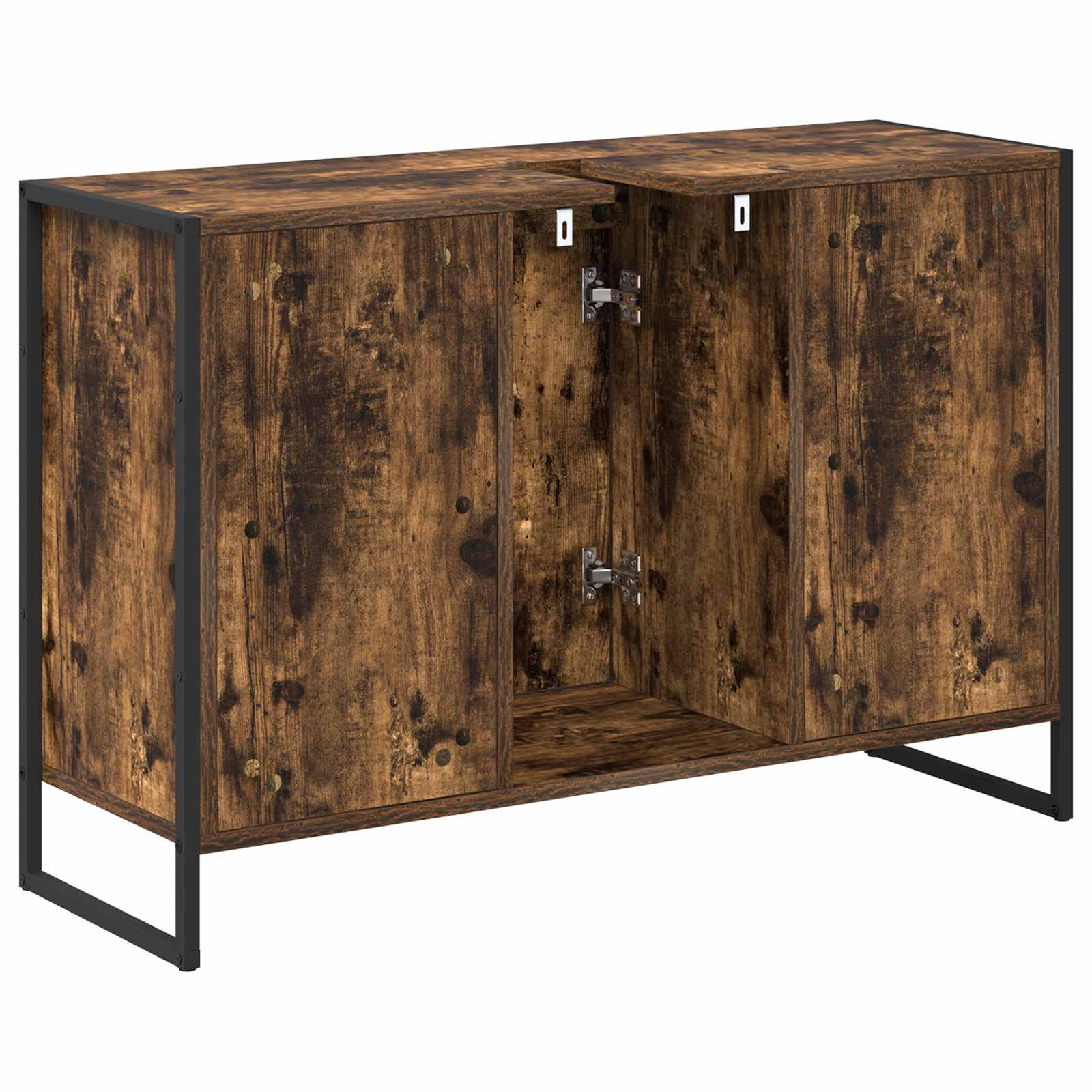 Badkamer Kast met opslag Rook Eik 90 x 30 x 60 cm Bewerkt hout is nu te koop bij PeponiXL, paradijselijk wonen!
