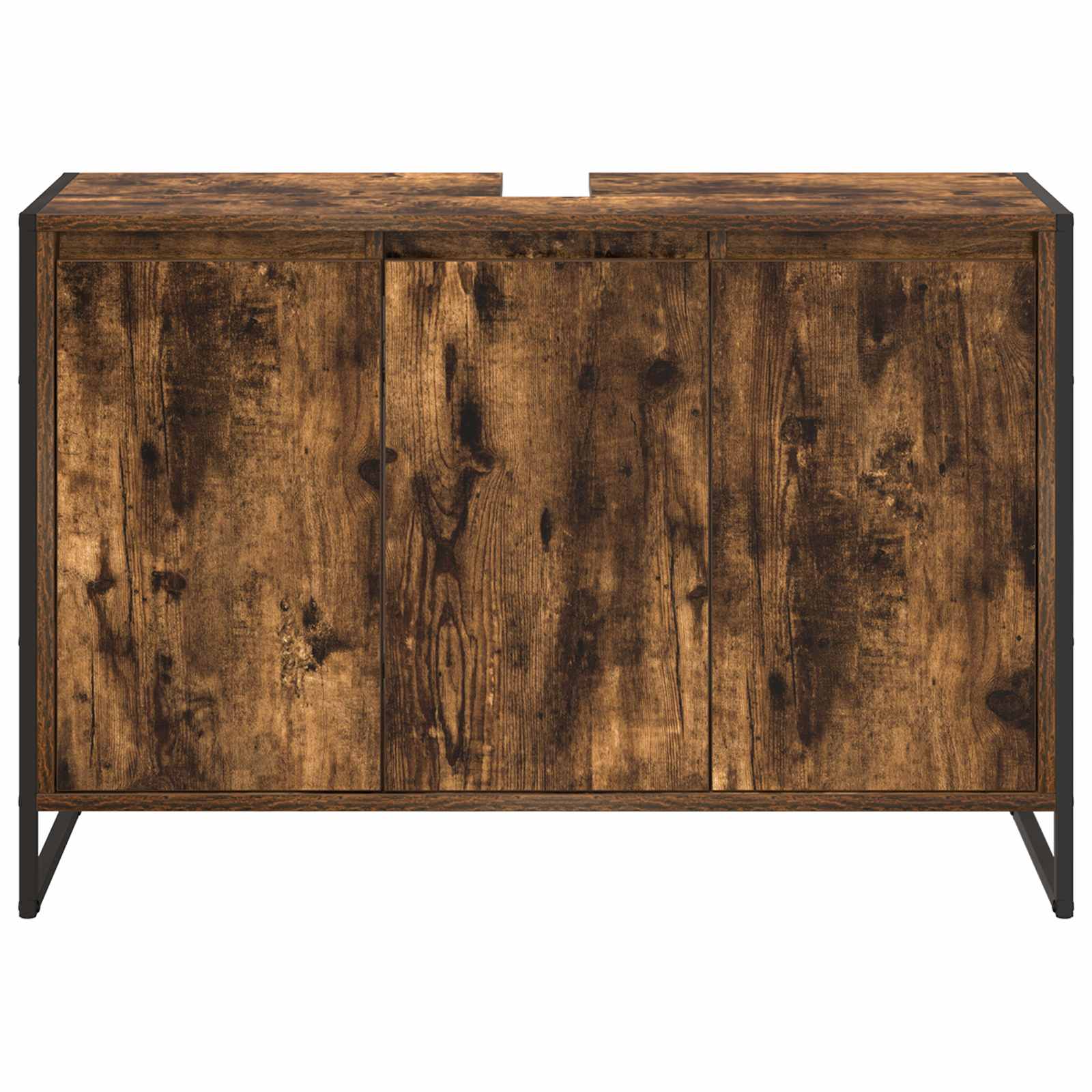 Badkamer Kast met opslag Rook Eik 90 x 30 x 60 cm Bewerkt hout is nu te koop bij PeponiXL, paradijselijk wonen!